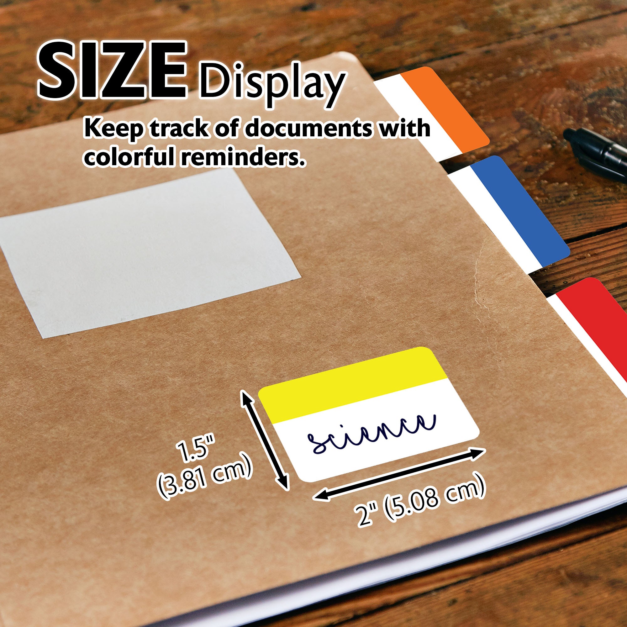 Filing Tabs, 2" x 1.5", 30 Count, Assorted Colors