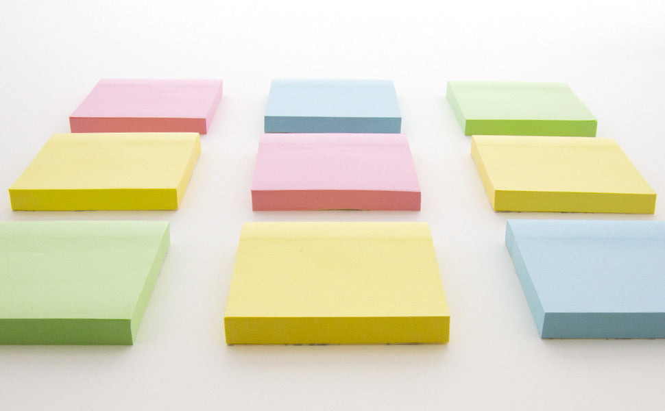 3" x 3" Pastel Stick On Notes, 100 Sheets, 12 Pads