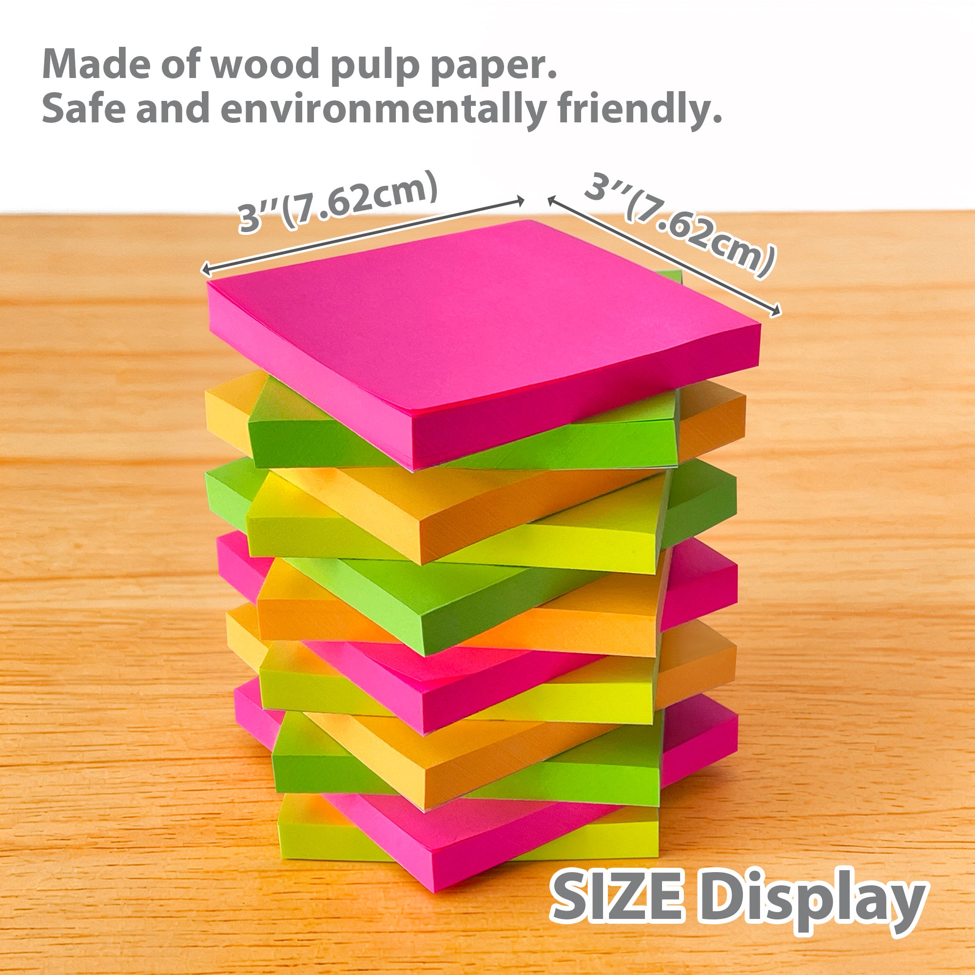 Sticky Notes, 3" x 3", Neon Colors, 1080 Sheets