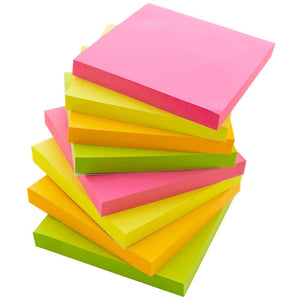 Stick On Notes 3" X 3" (Pack) Neon 90 Ct. (12/Shrink)
