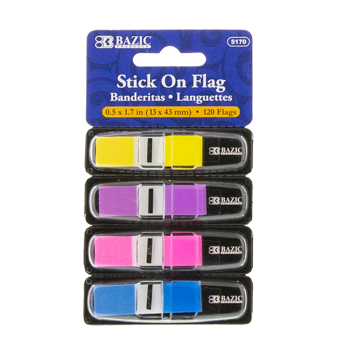 BAZIC Neon Color-Coding Flags with Dispenser, 30 Flags, 4 Dispensers