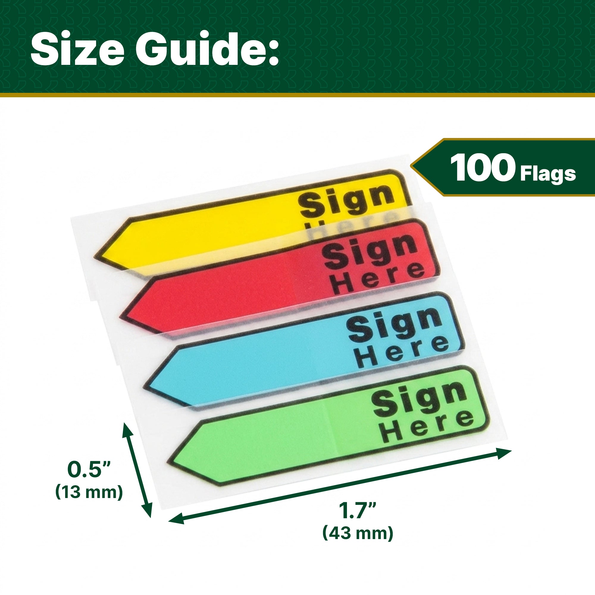 Neon Sign Here Flags w/ Dispenser, 25 Flags, 4 Dispensers