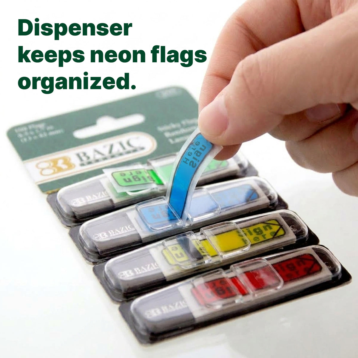 Neon Sign Here Flags w/ Dispenser, 25 Flags, 4 Dispensers