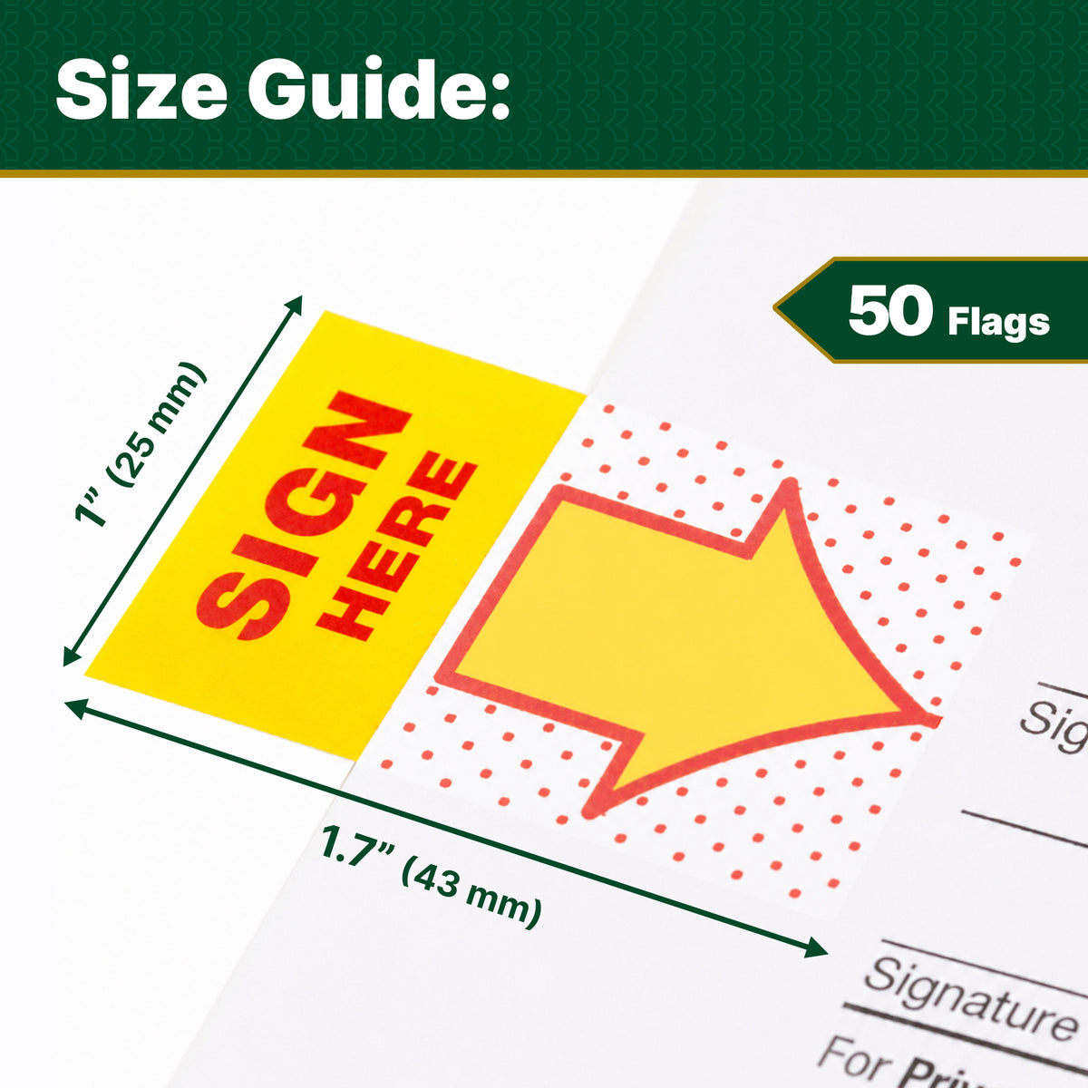 Yellow Sign Here Flags w/ Dispenser, 25 Flags, 2 Dispensers