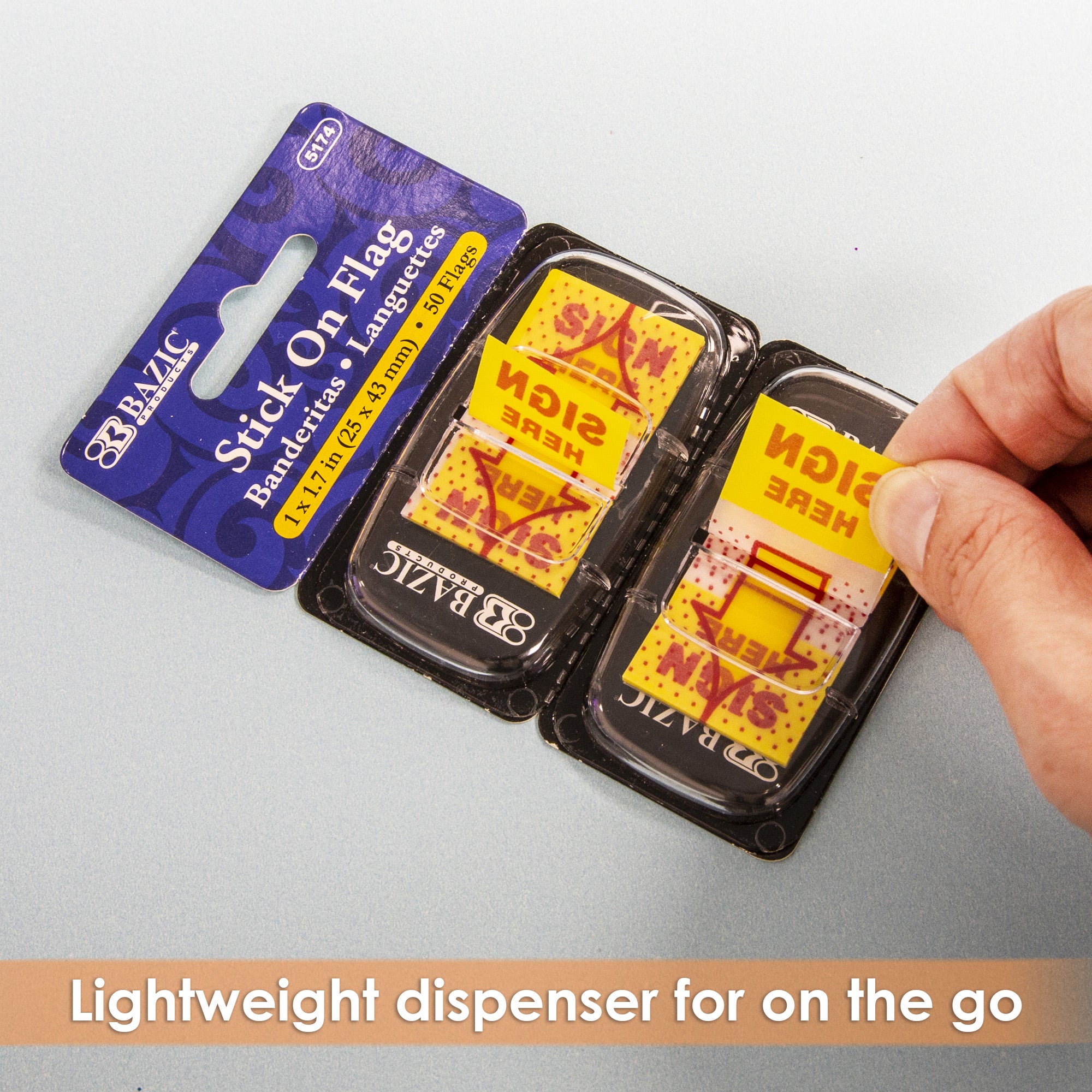 Yellow Sign Here Flags, 50 Count, 1 x 1.7 in, with Dispenser