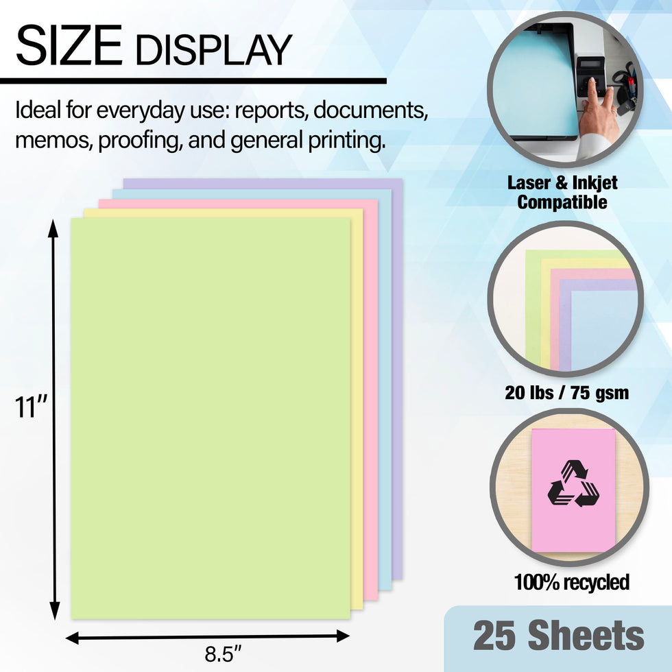 Pastel Color Multipurpose Paper, 8.5 x 11 in – BAZIC Store