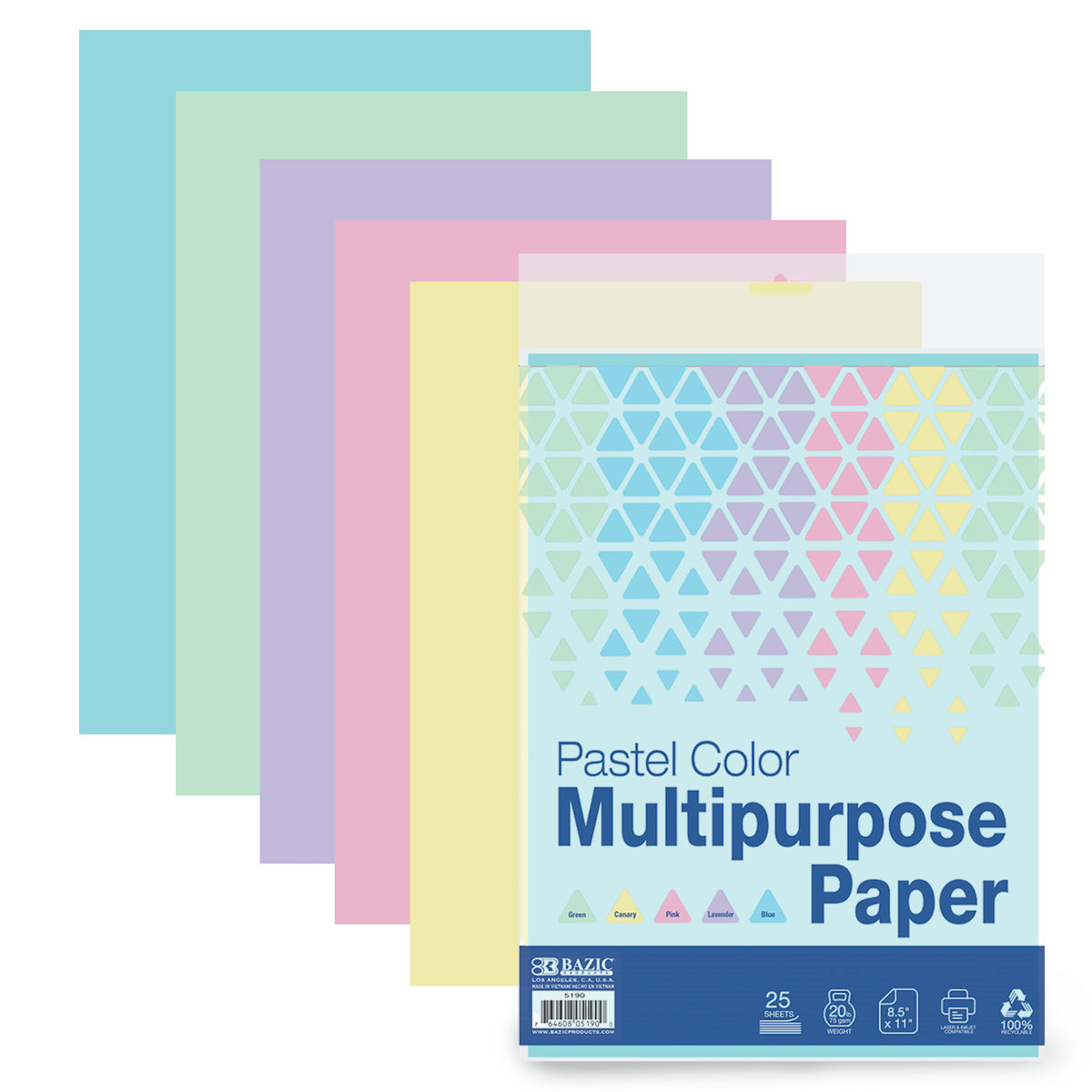 BAZIC Pastel Color Multipurpose Paper, 8.5 x 11 in