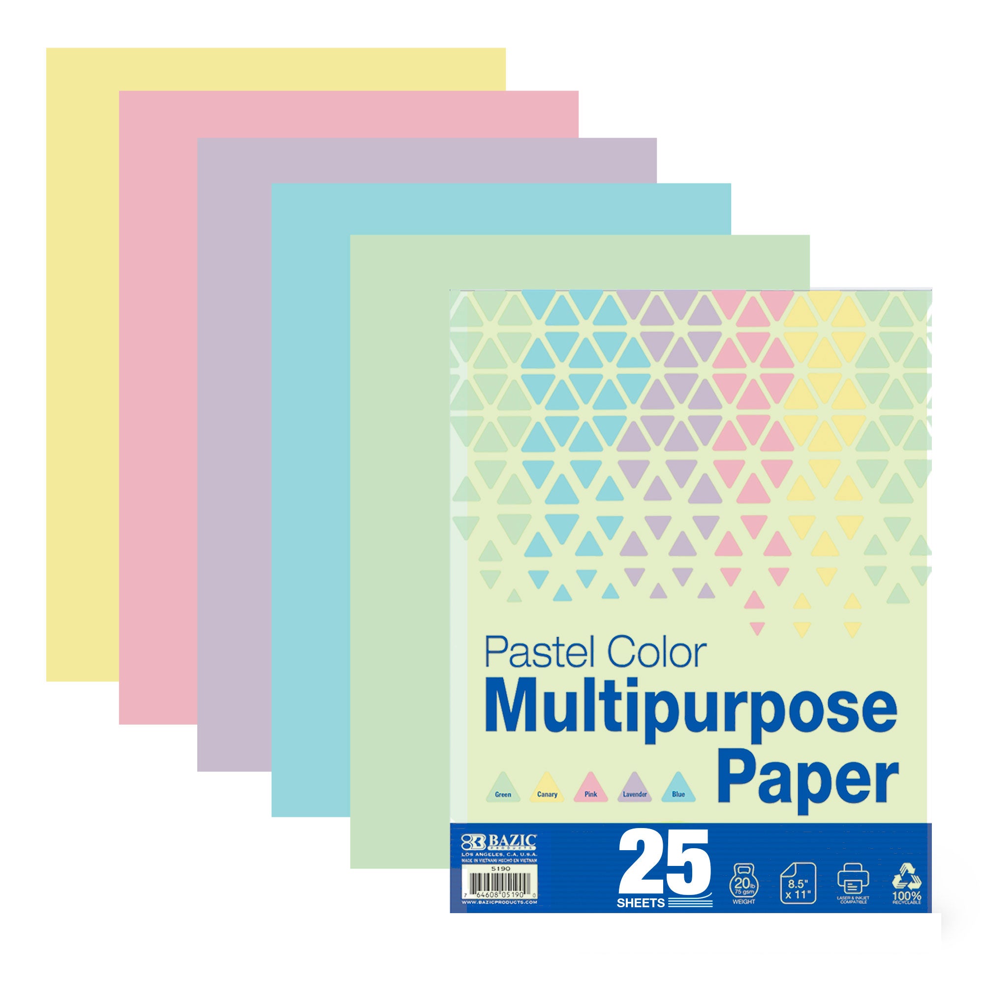 Bazic Products Bazic 25 Ct. Pastel Color Multipurpose Paper