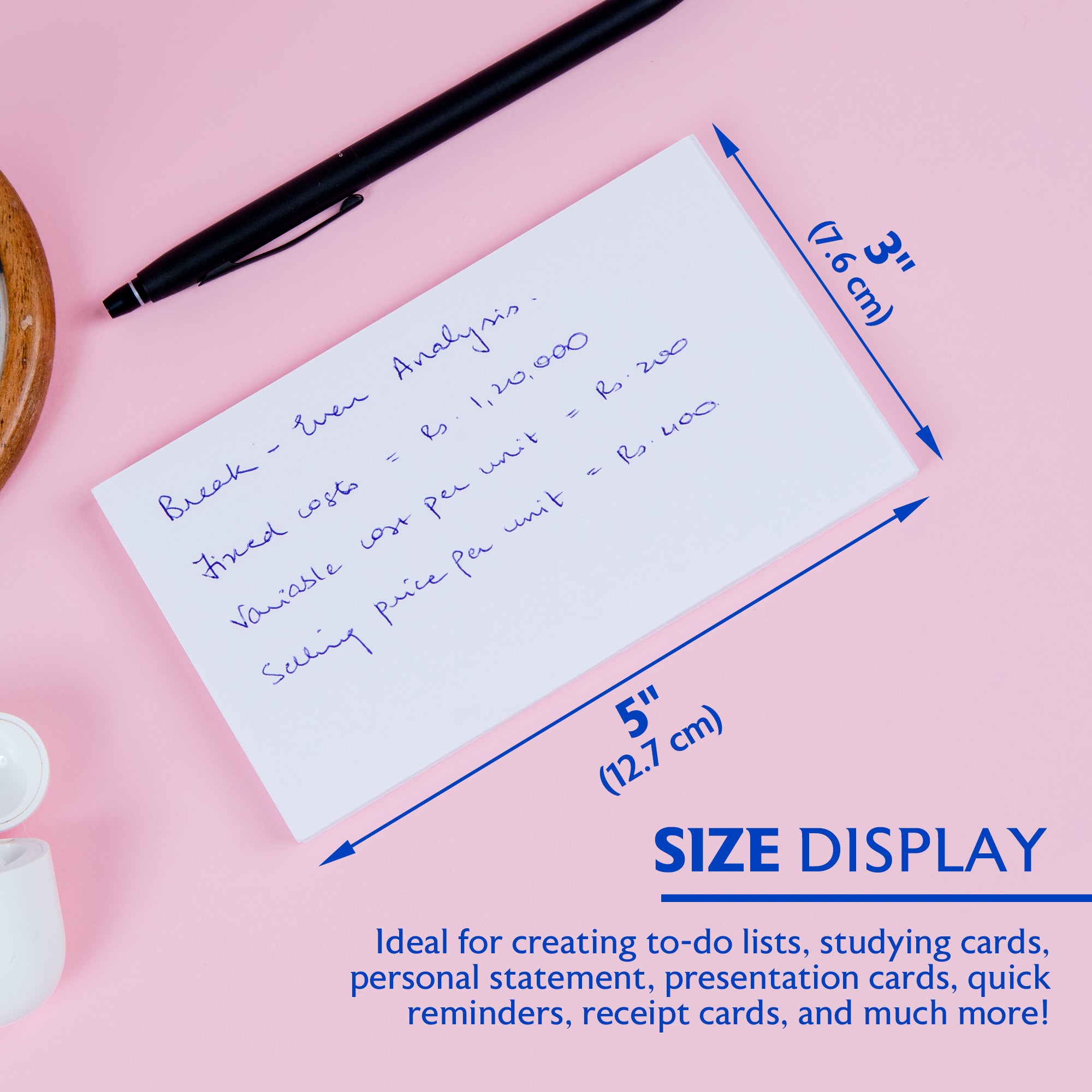 Unruled Index Cards, 3 x 5 in, Sturdy Card Stock