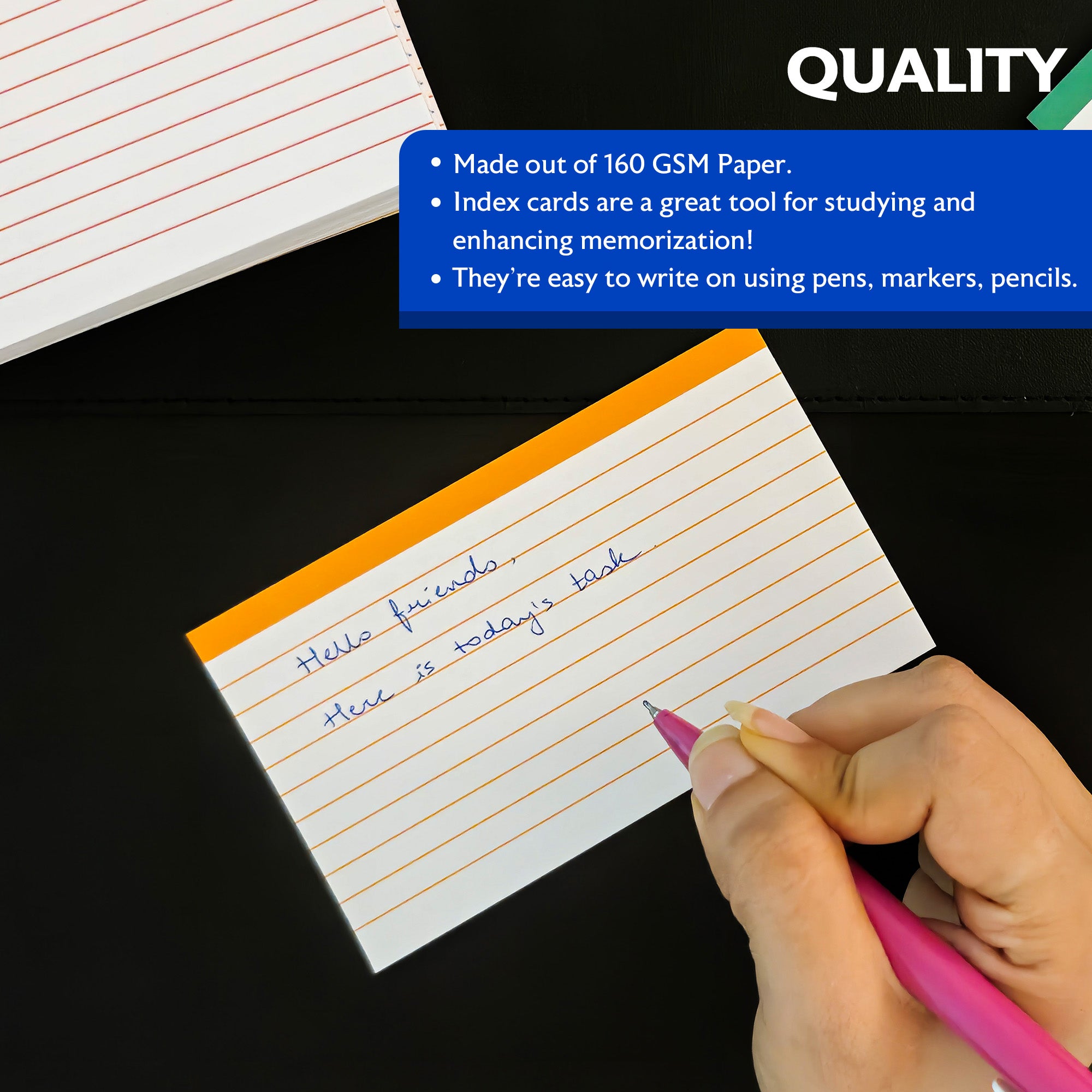Ruled Index Cards, 3 x 5 in, Sturdy Card Stock
