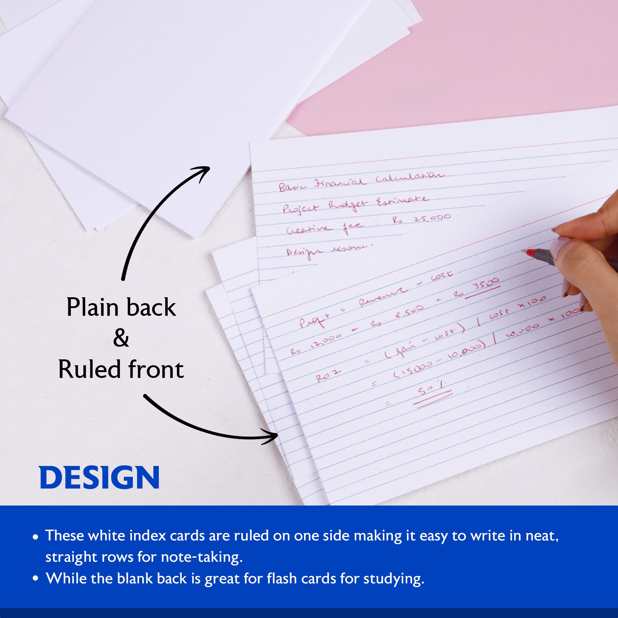 Ruled Index Cards, 5 x 8 in, Sturdy Card Stock
