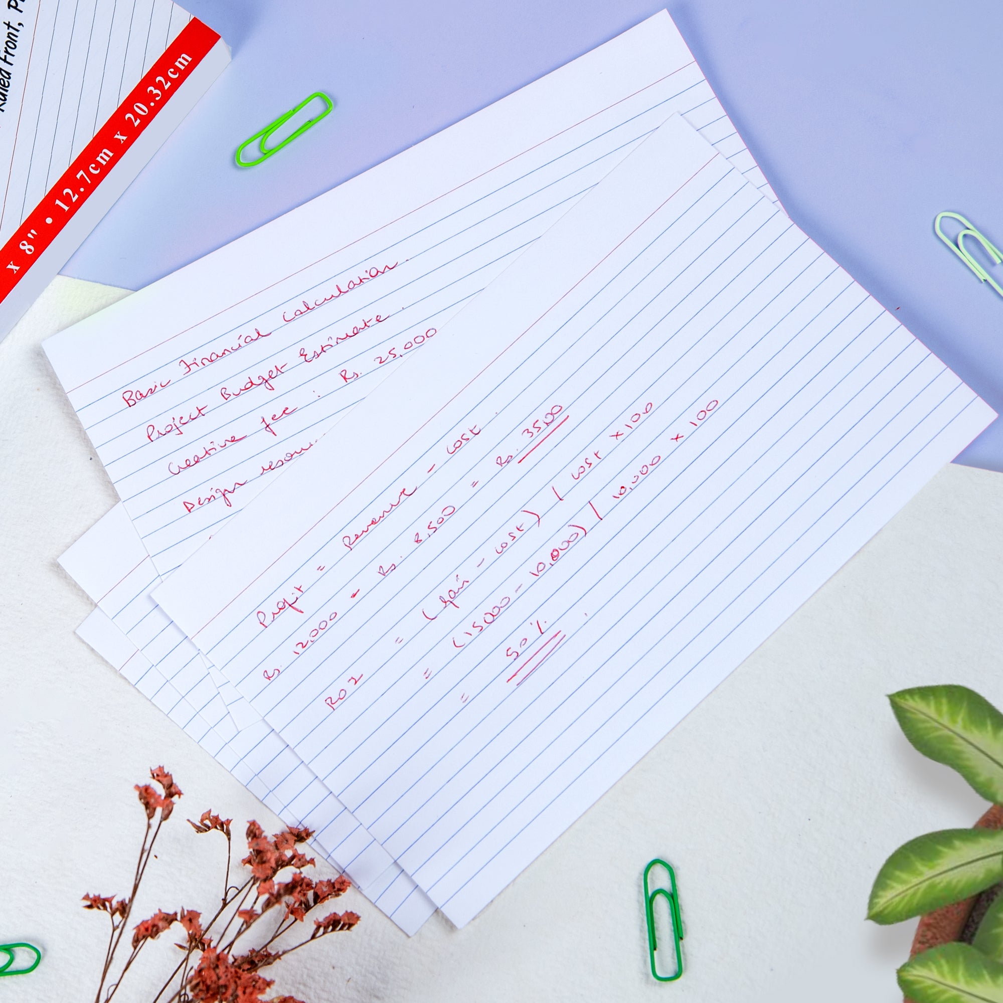 Ruled Index Cards, 5 x 8 in, Sturdy Card Stock