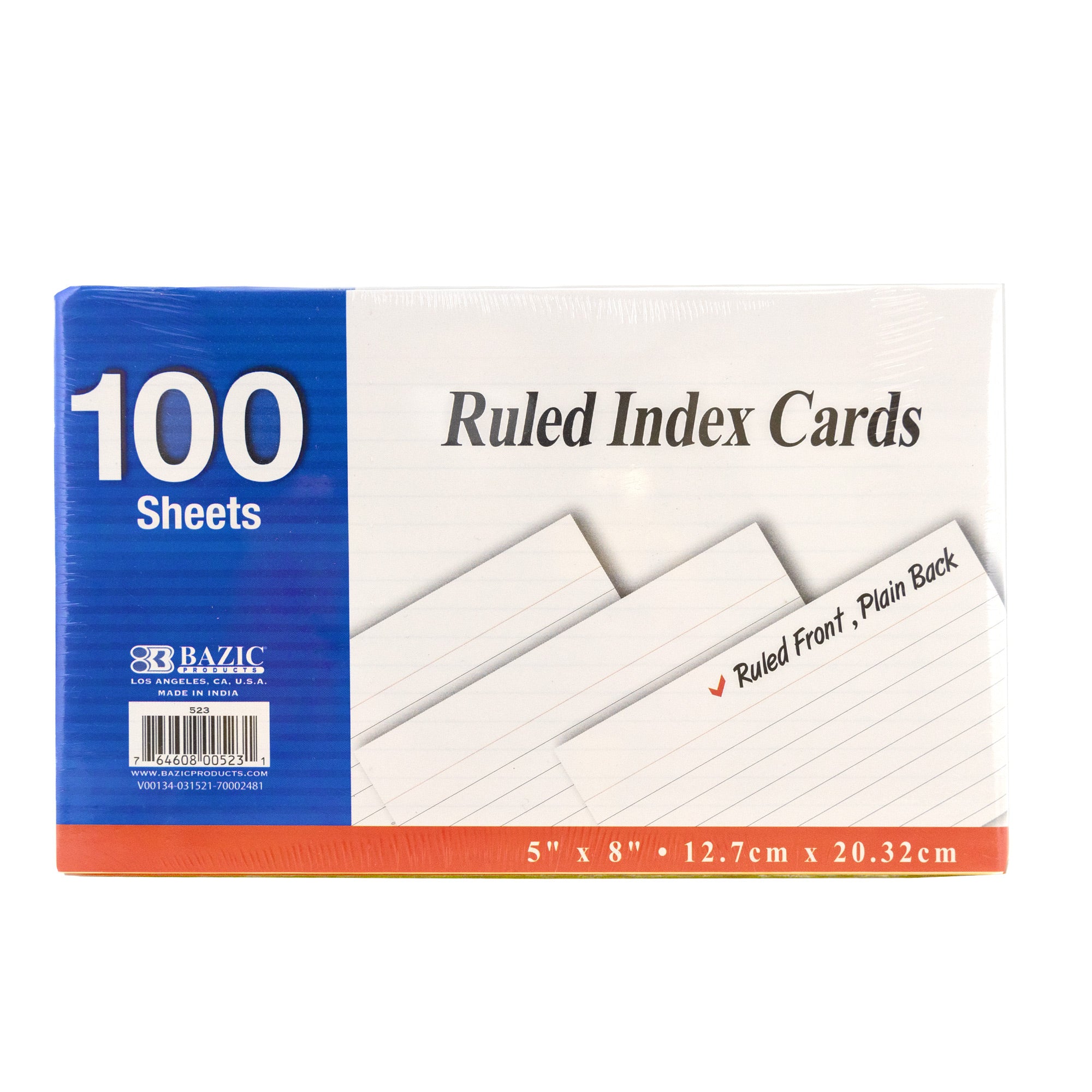 Ruled Index Cards, 5 x 8 in, Sturdy Card Stock