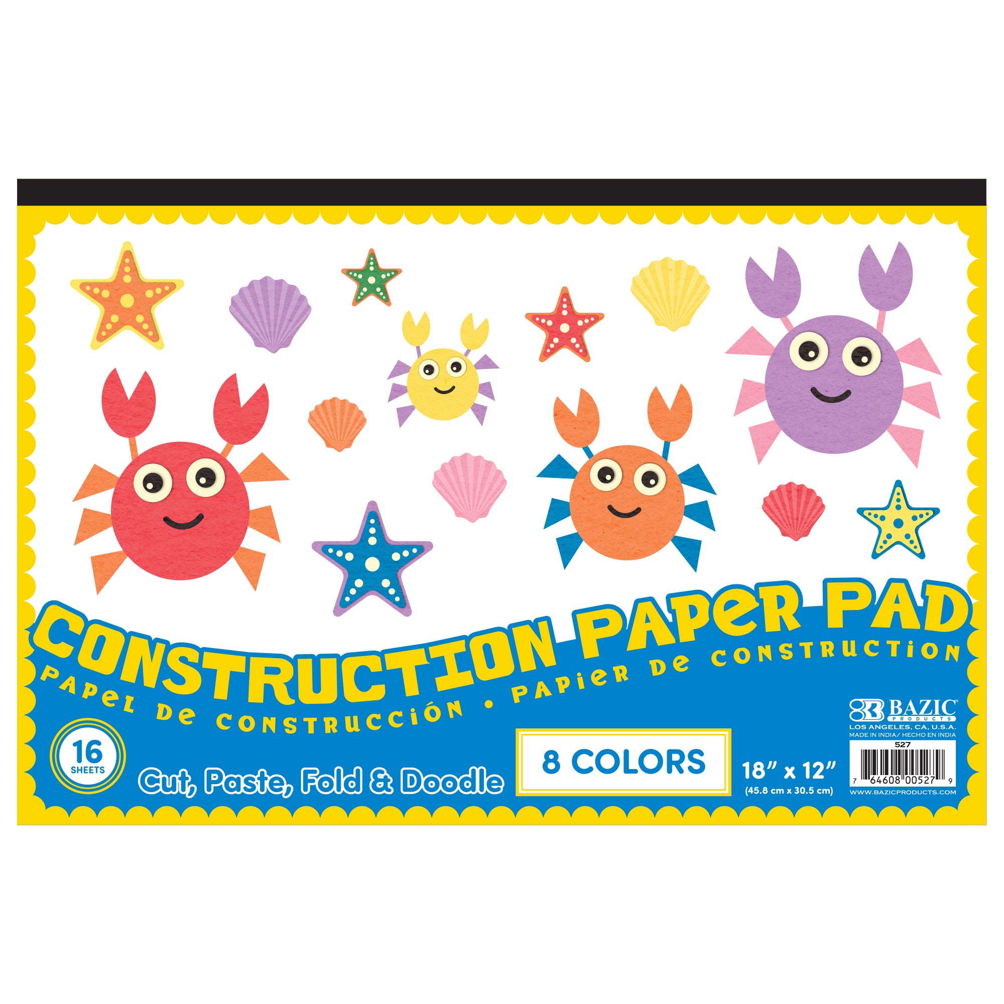 Construction Paper Pad, 16 Sheets, 18" x 12"
