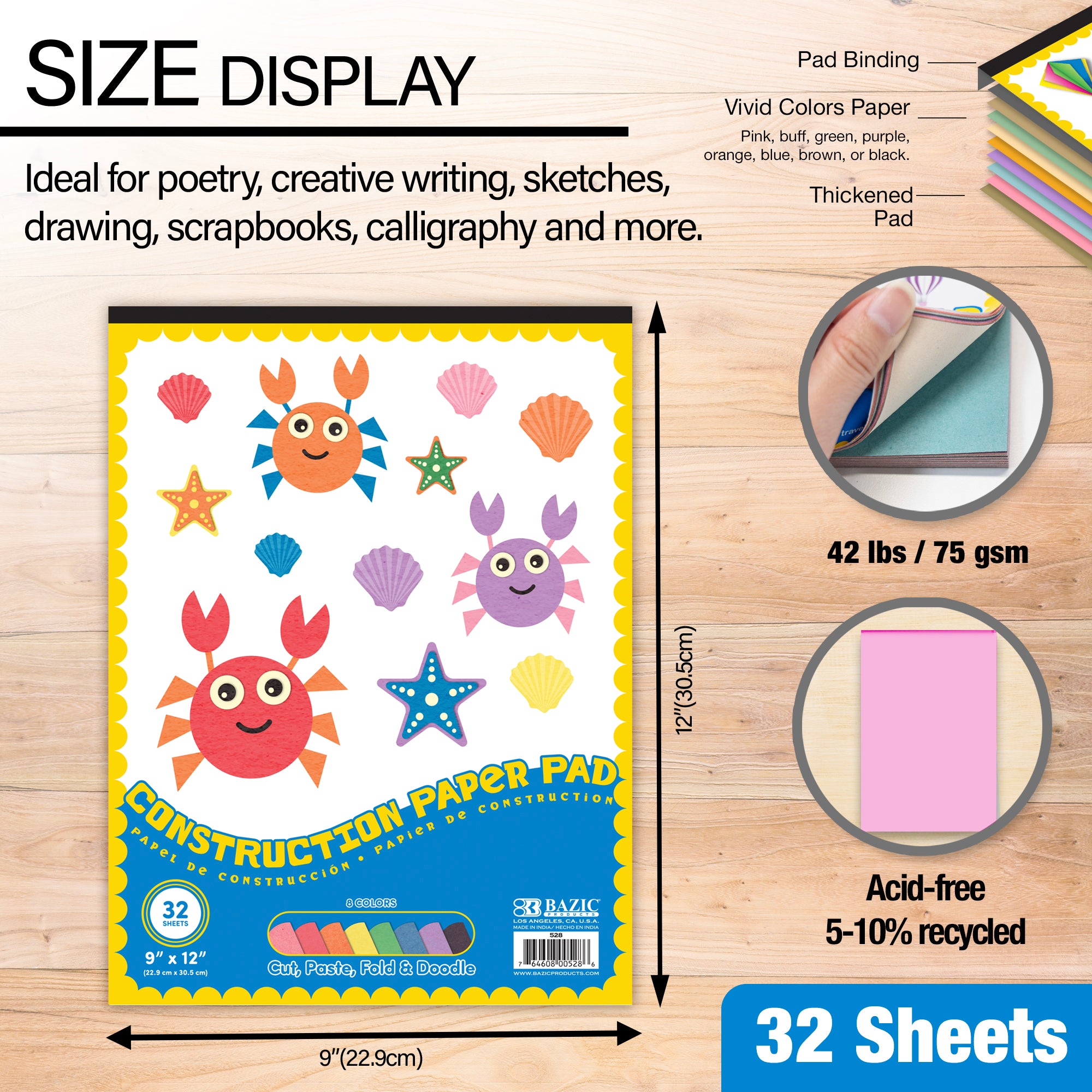 32 Ct. 9" X 12" Construction Paper Pad