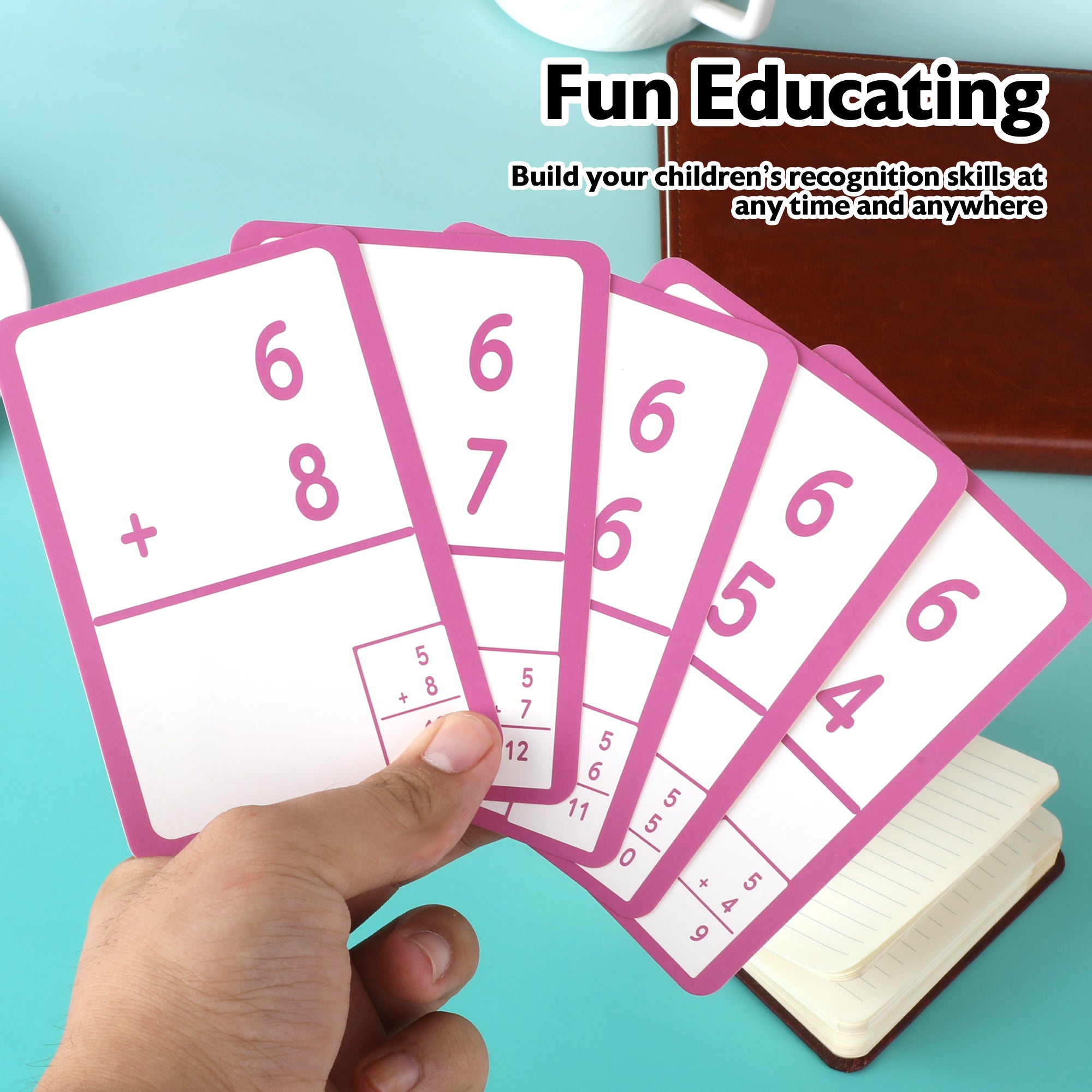 Addition Flash Cards, Ages 6+, Durable Printed Cards
