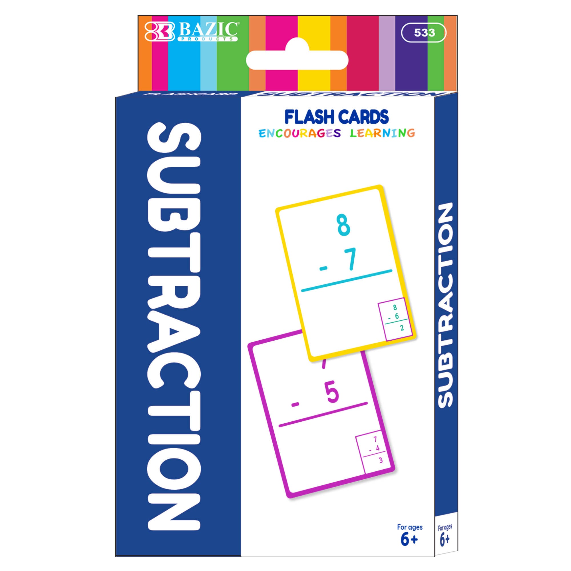 Subtraction Flash Cards, 36 Cards, Ages 6+