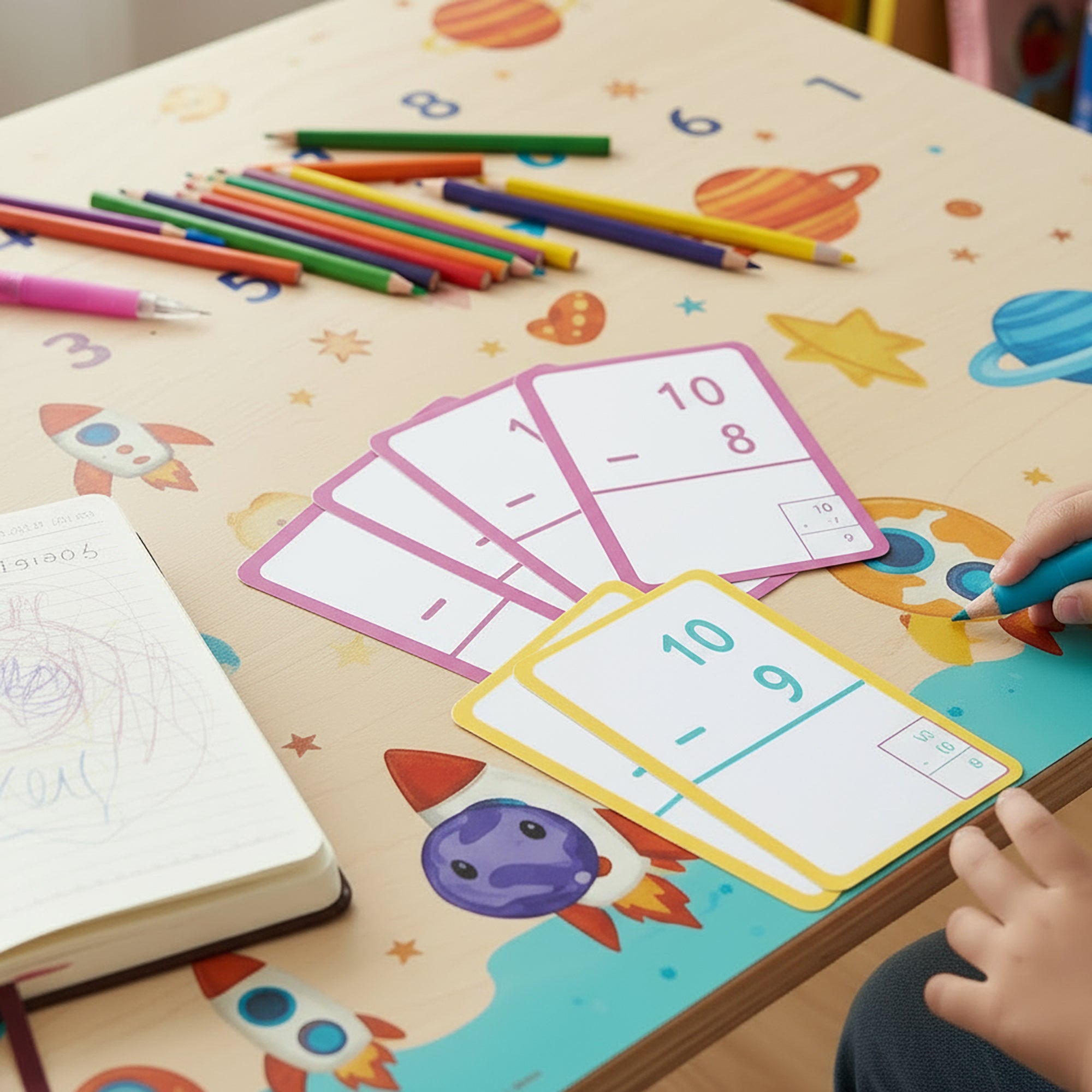 Subtraction Flash Cards, Ages 6+, Durable Printed Cards