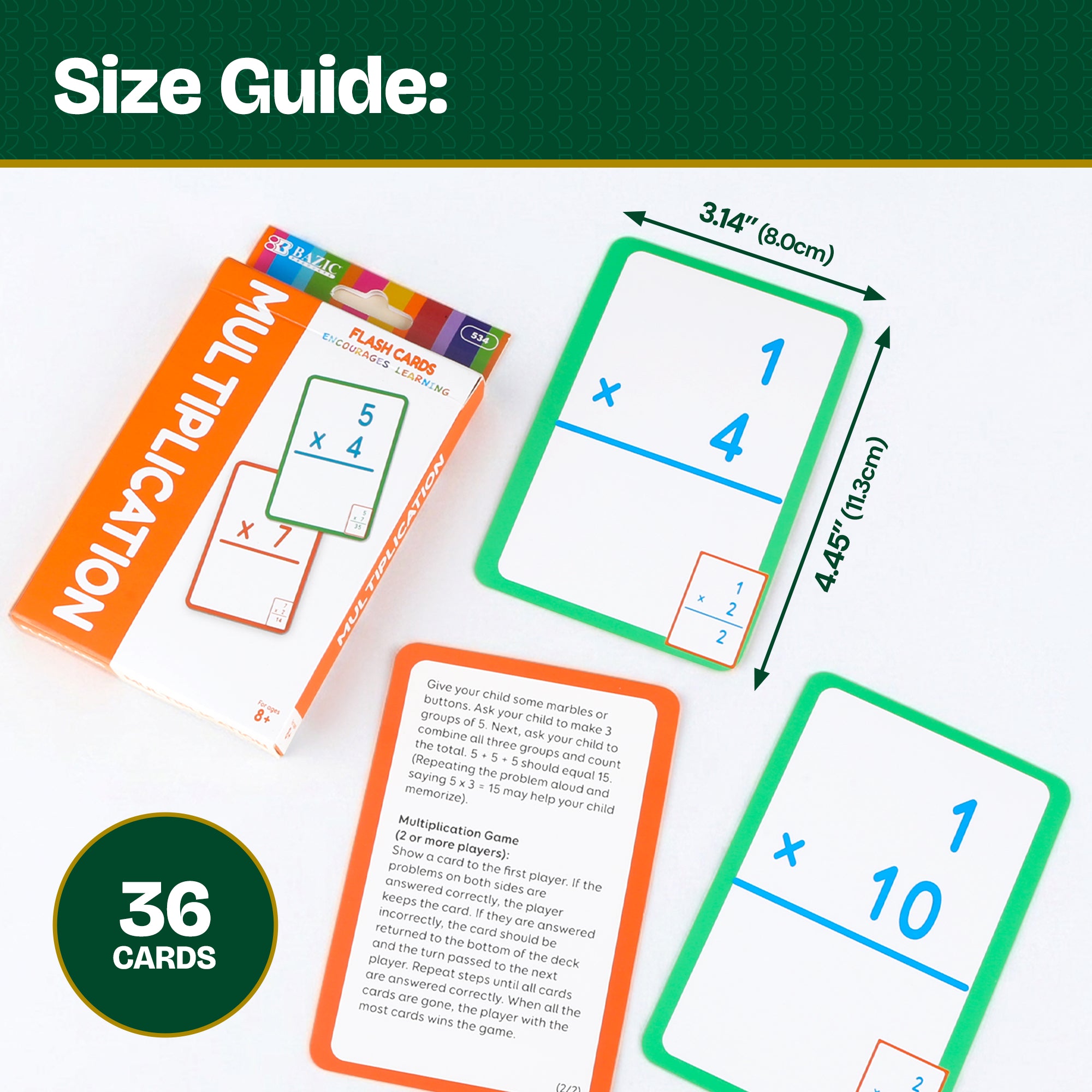 Multiplication Flash Cards, 36 Cards, Self-Checking