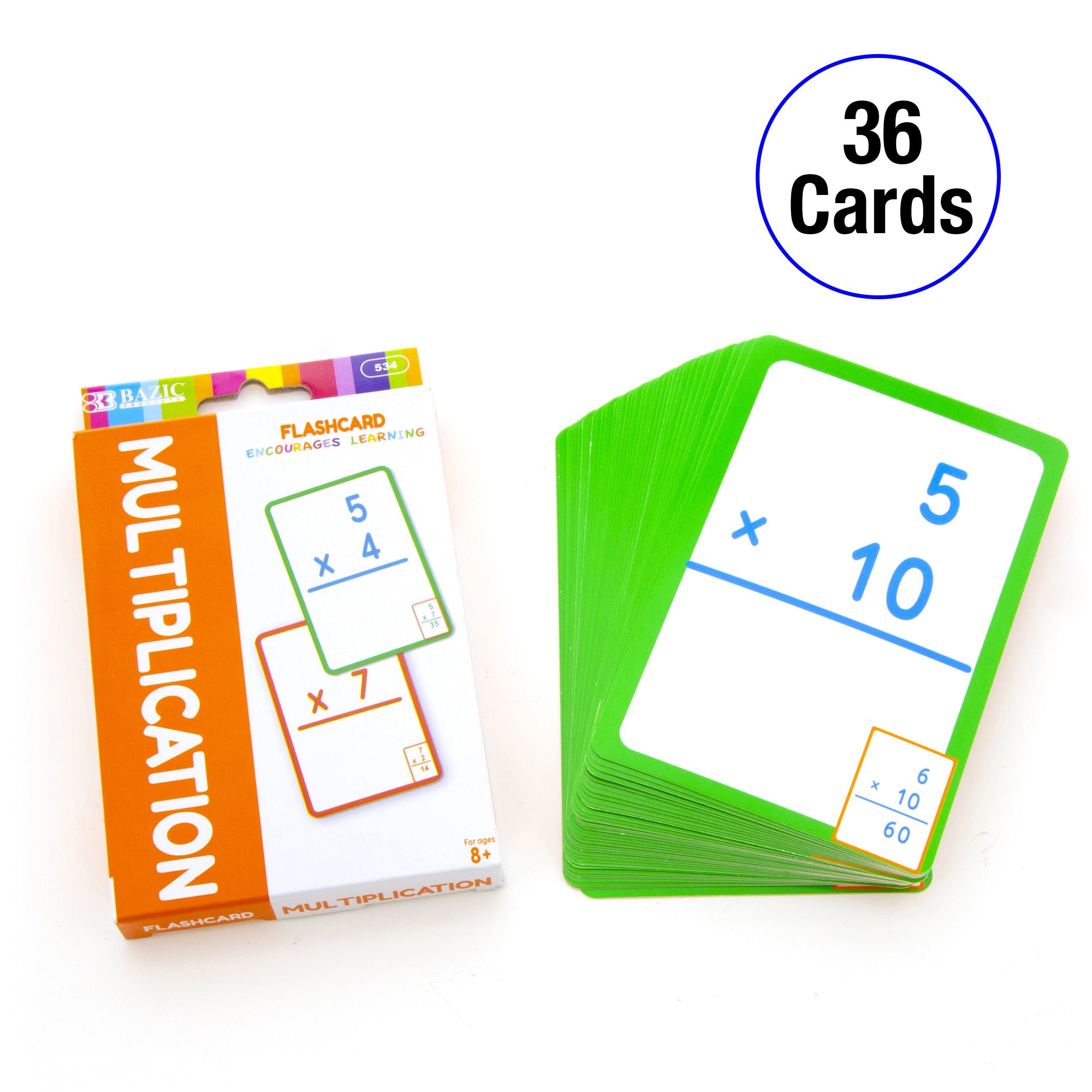 Multiplication Flash Cards, 36 Cards, Ages 8+