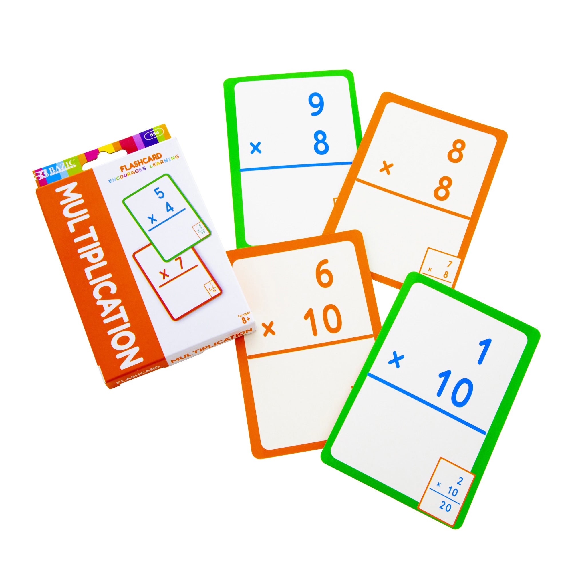 Multiplication Flash Cards, Ages 8+, Durable Printed Cards