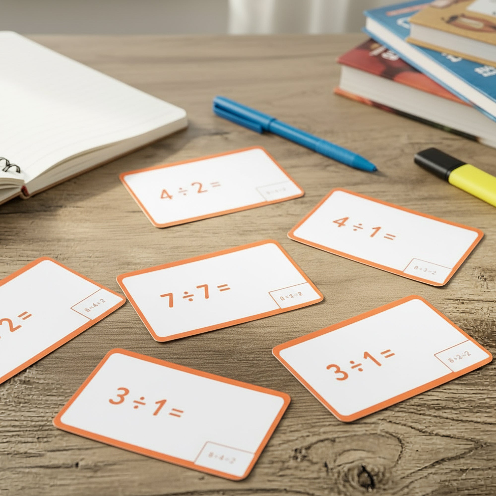 Division Flash Cards, Ages 8+, Durable Printed Cards