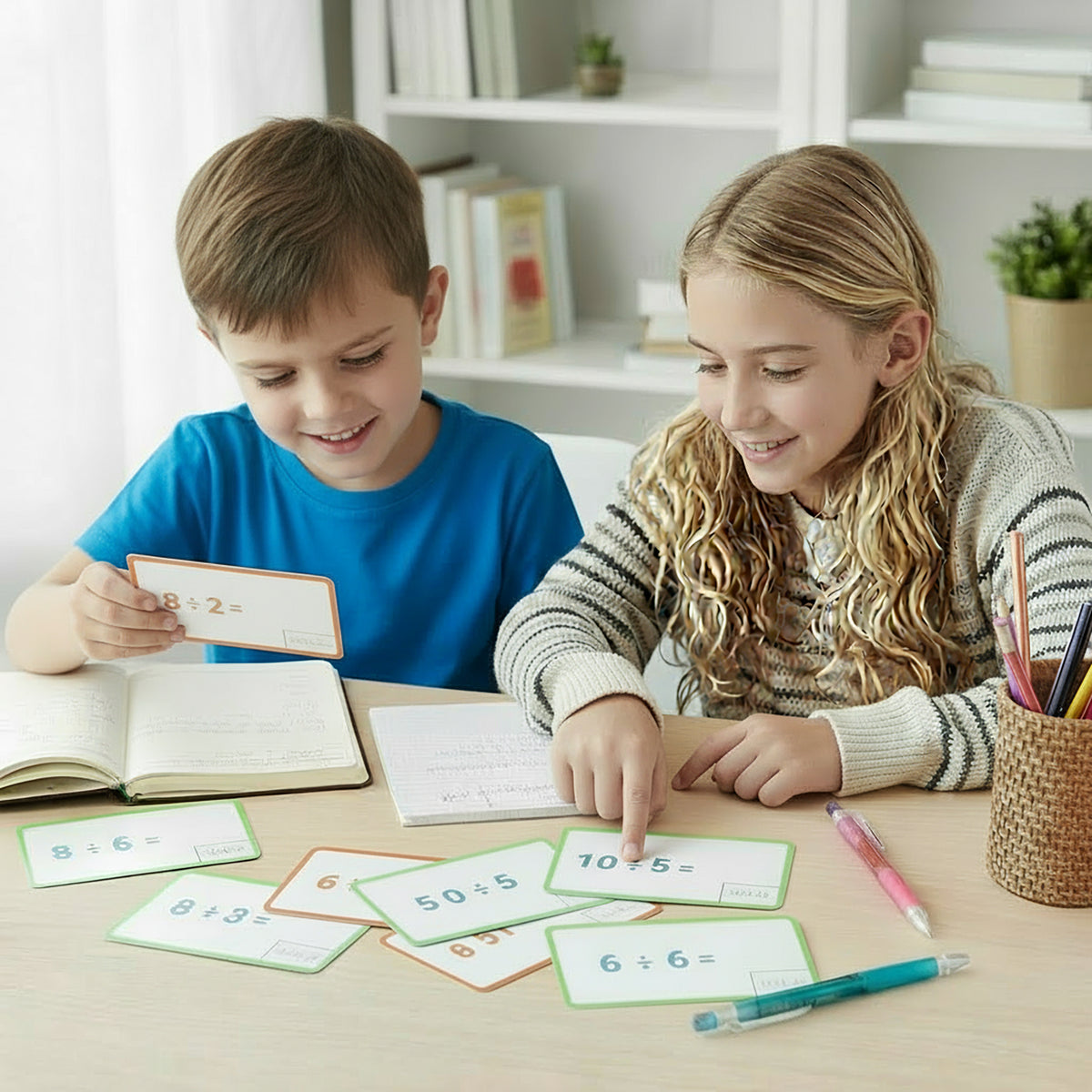 Division Flash Cards, 36 Cards, Self-Checking