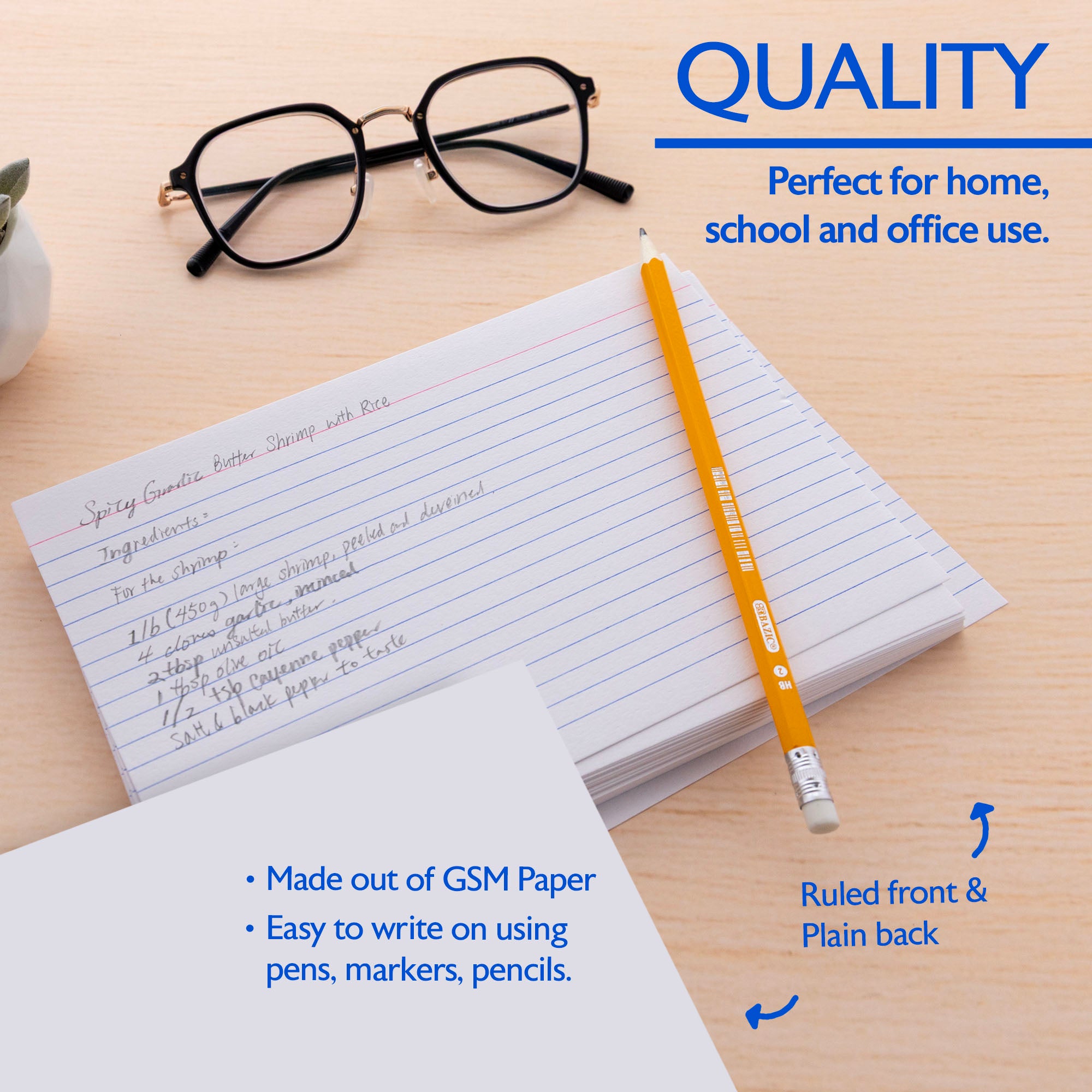 Ruled Index Cards, 5 x 8 in, Sturdy Card Stock