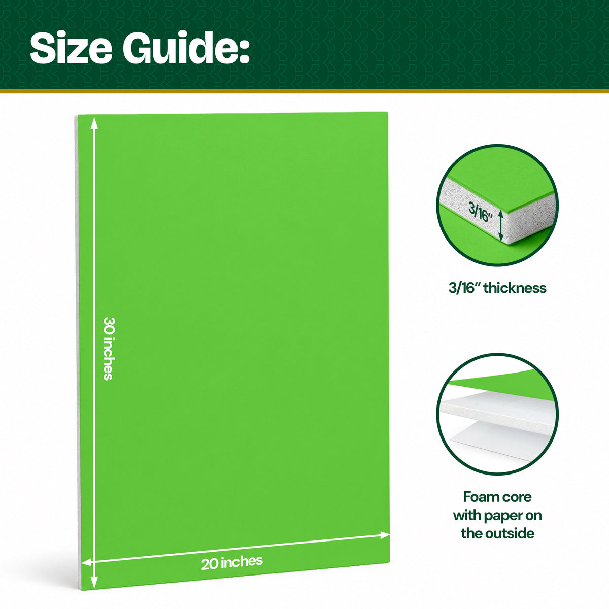 Fluorescent Green Foam Board, 20 x 30 in