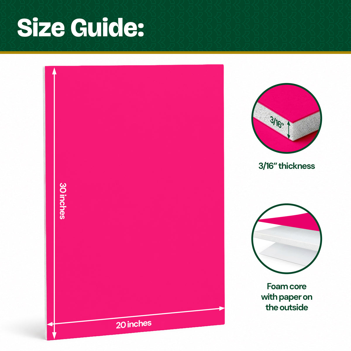 20" X 30" Fluorescent Pink Foam Board