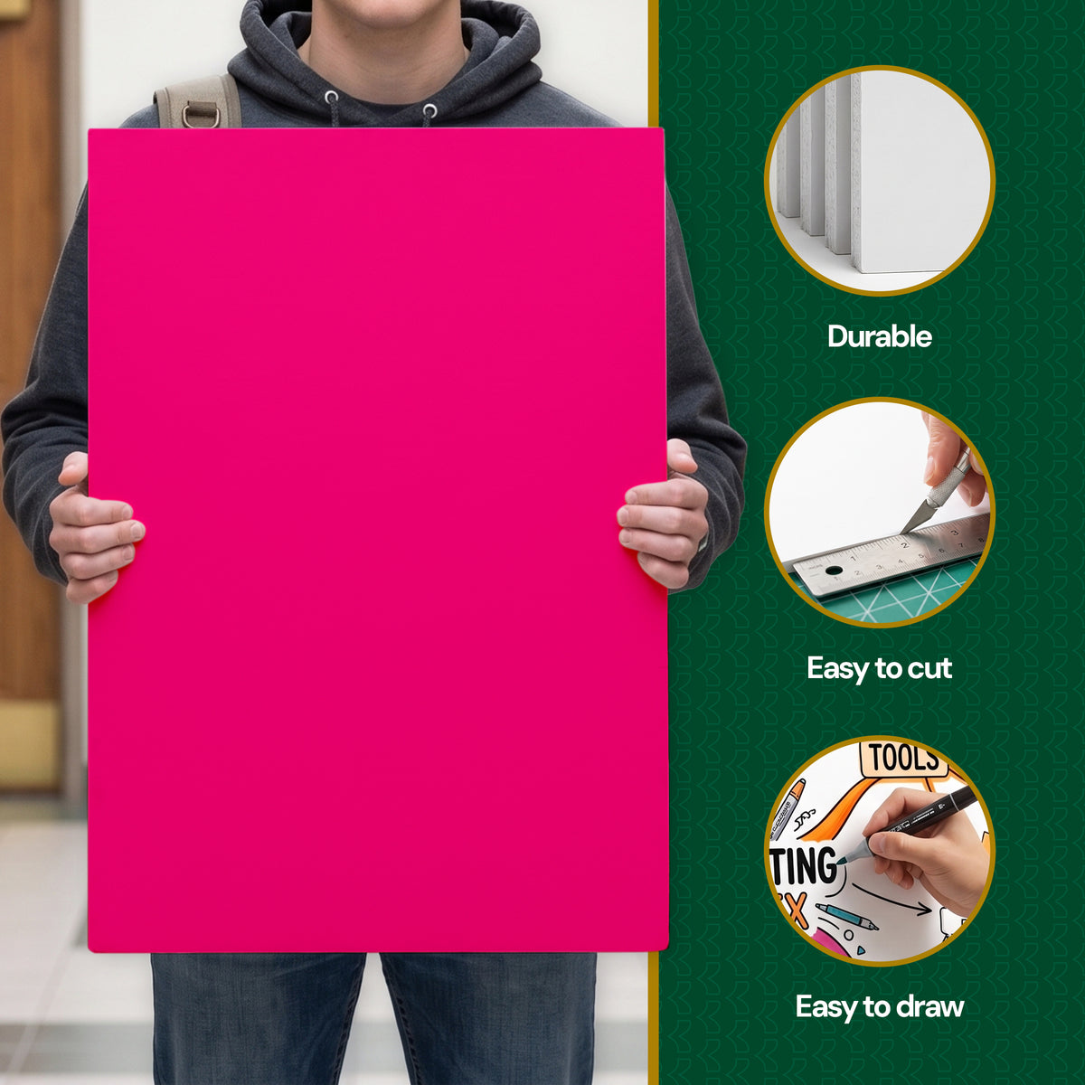20" X 30" Fluorescent Pink Foam Board