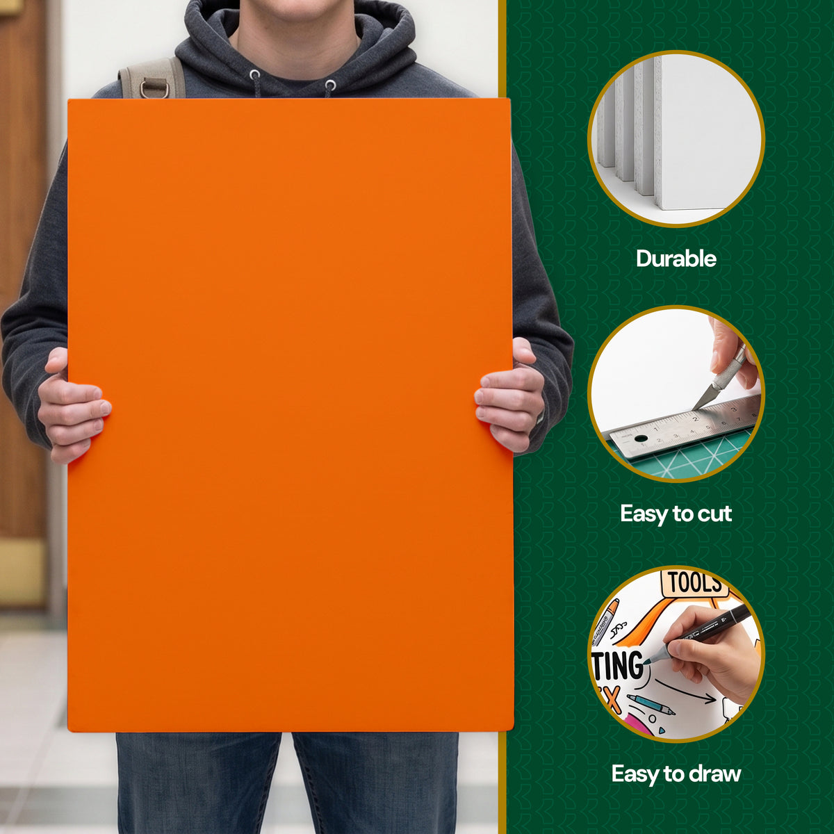 Fluorescent Orange Foam Board, 20 x 30 in