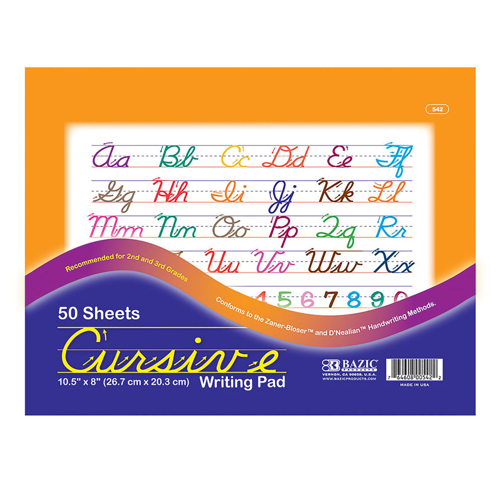 Cursive Writing Pad, 10.5" x 8", 50 Sheets