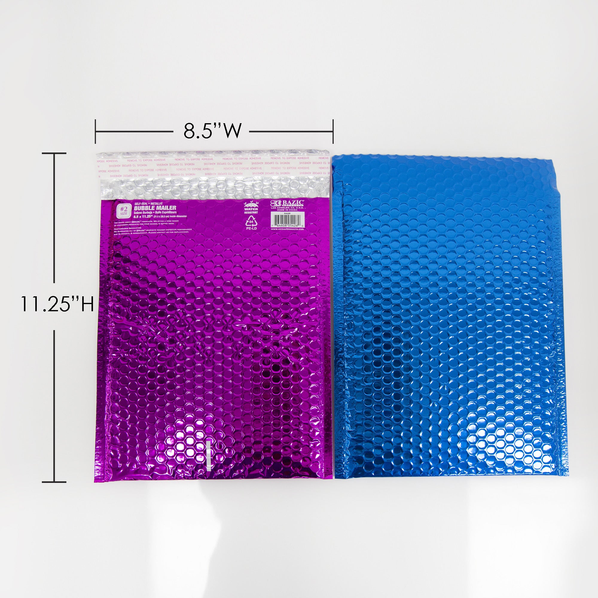 #2 Assorted Color Metallic Bubble Mailers, 8.5 x 11.25 in
