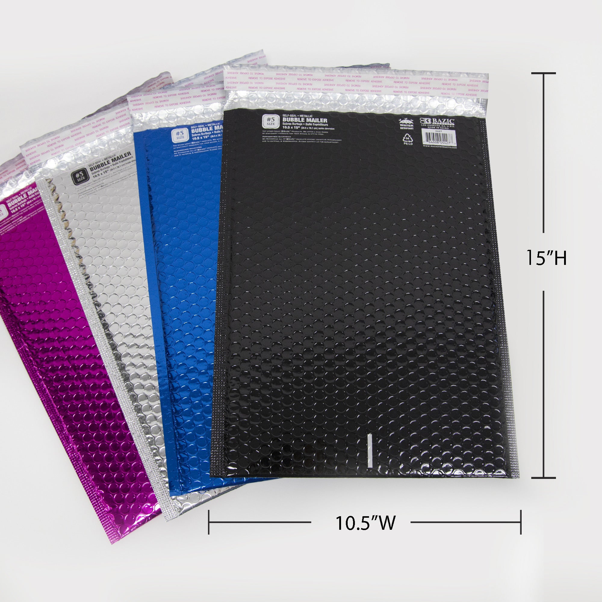 #5 Metallic Bubble Mailers, 10.5 x 15 in, Self-Seal