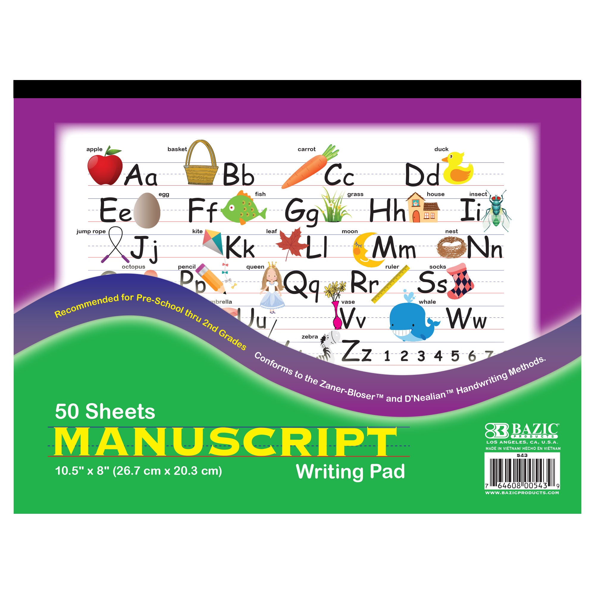 Manuscript Writing Pad, 50 Sheets, 10.5" x 8"