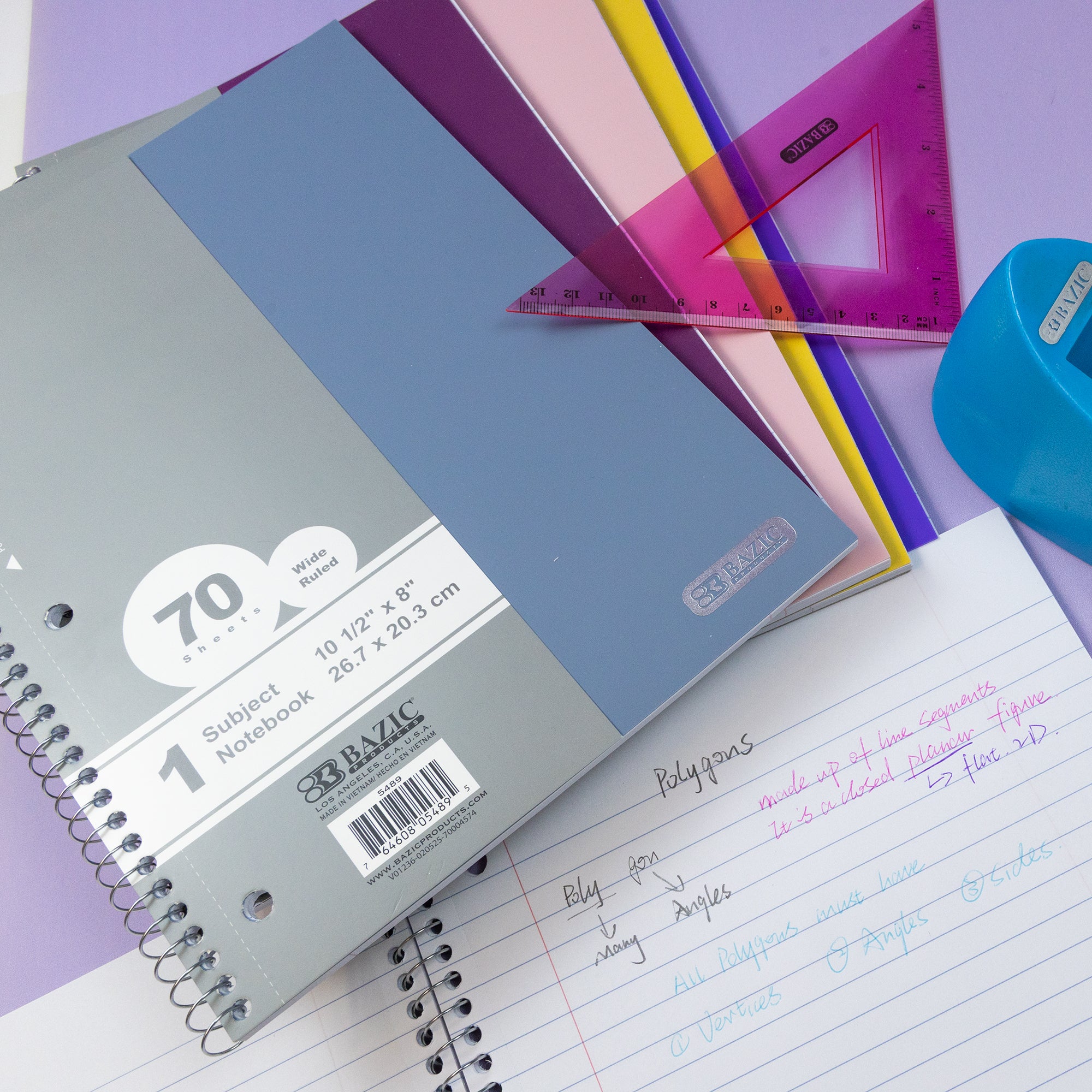 Notebook Spiral W/R 1-Subject Morandi Poly Cover 70 Ct.