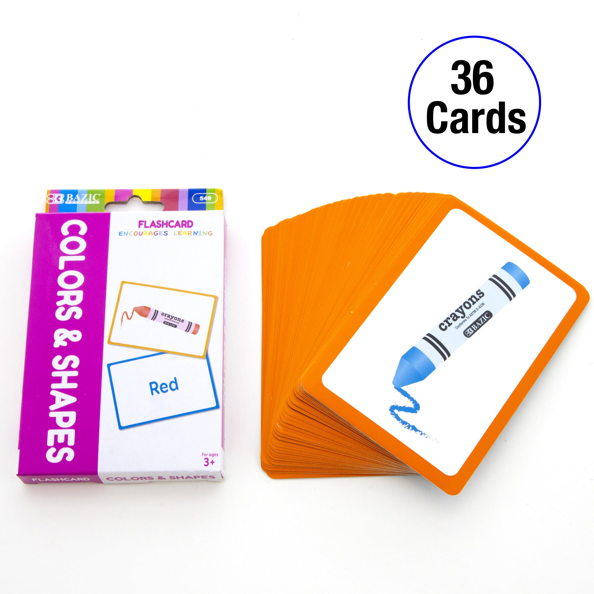 Colors and Shapes Flash Cards, 36 Cards, Ages 3+