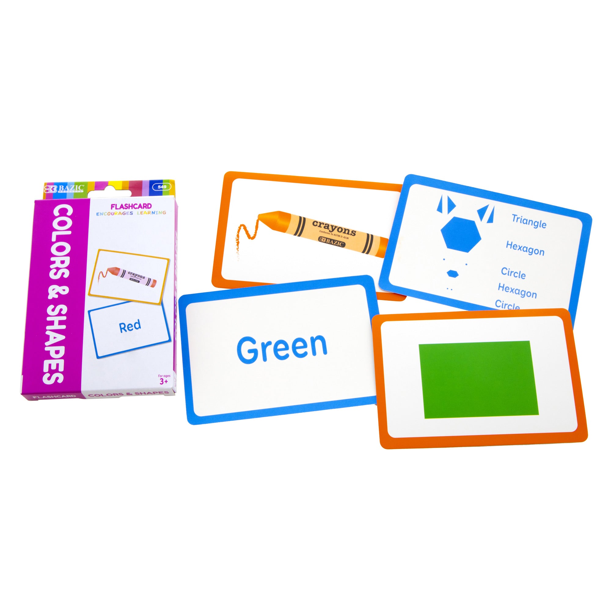 Colors and Shapes Flash Cards, Durable Printed Cards
