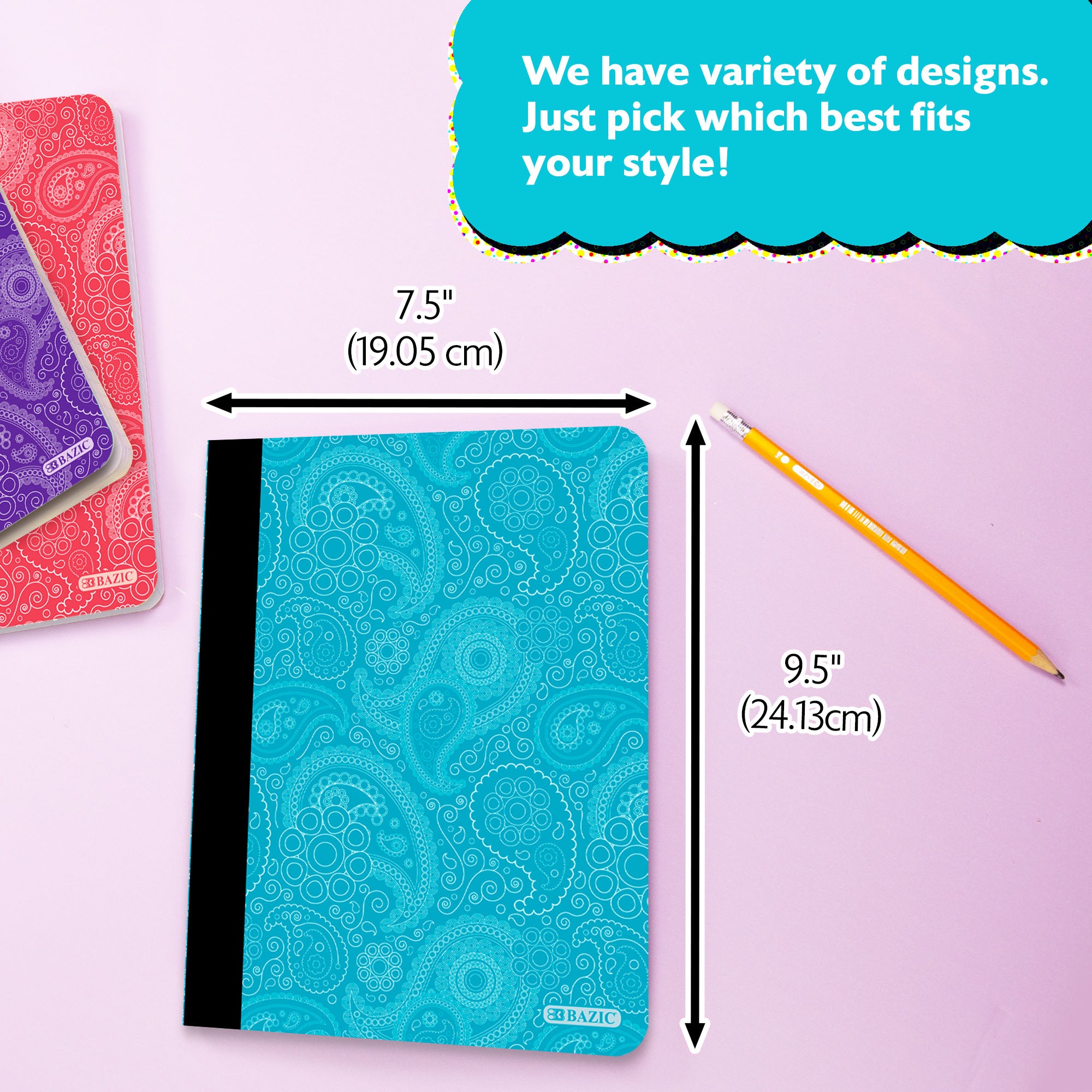 College Ruled Paisley Composition Book, 100 Sheets