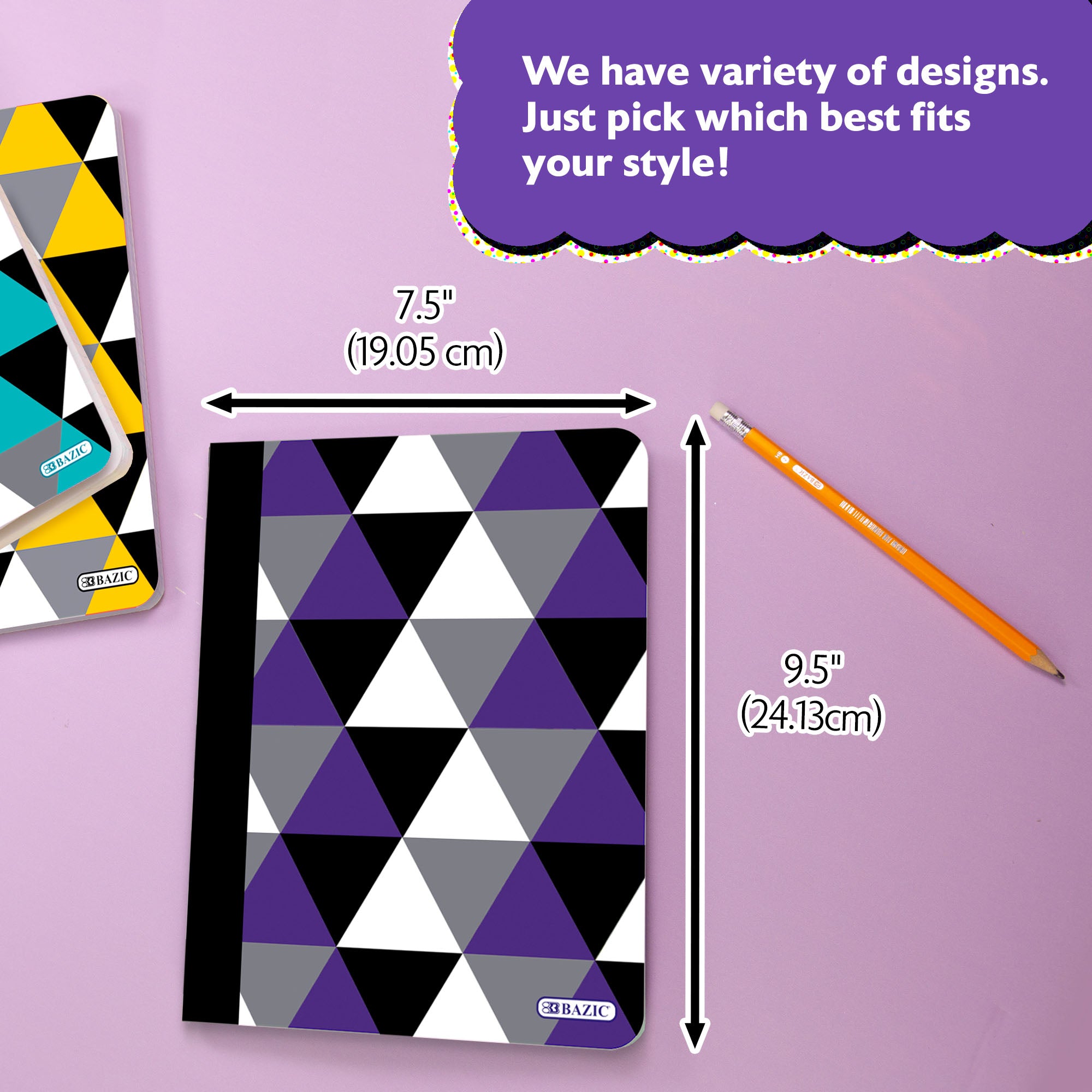 College Ruled Geometric Composition Book, 100 Sheets