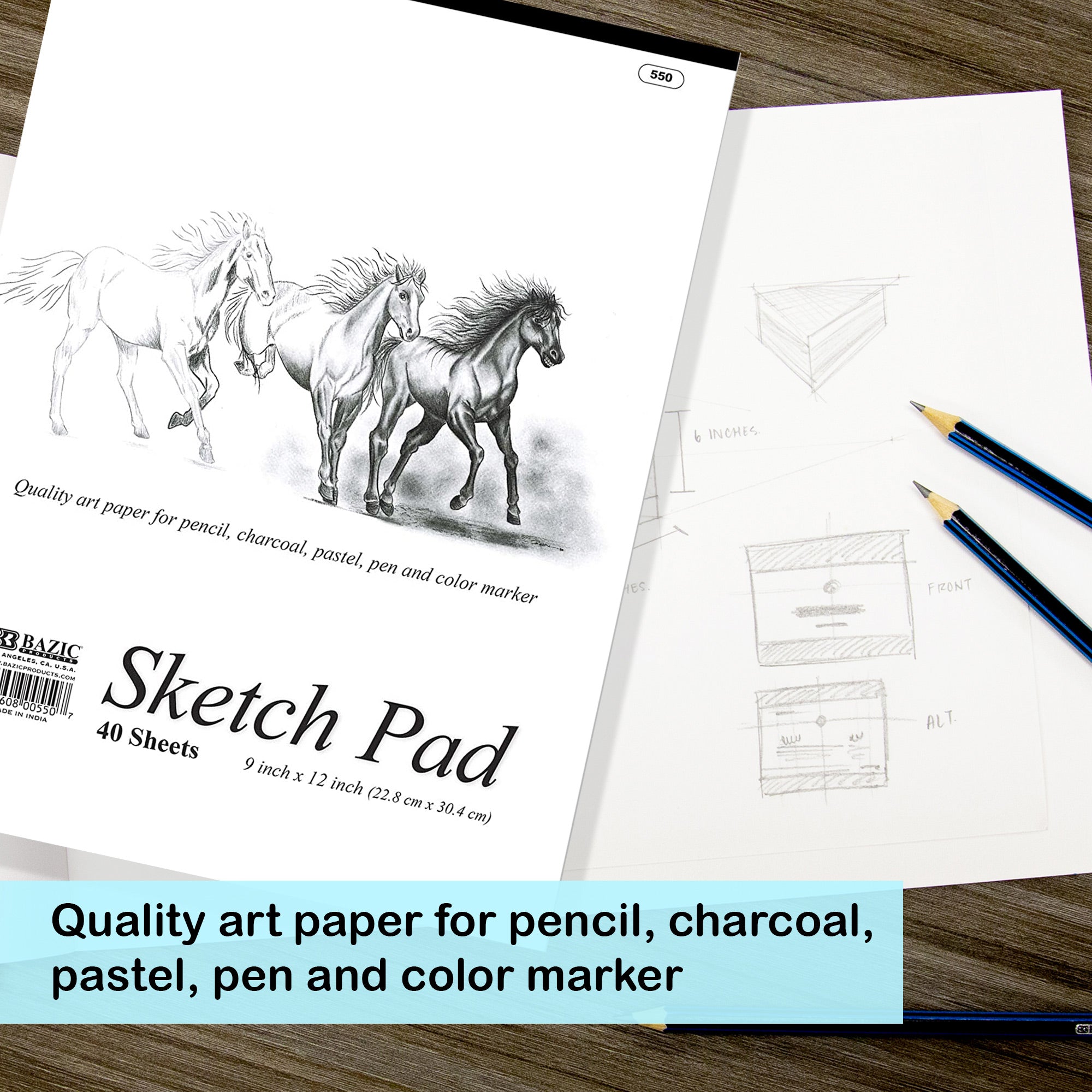 Sketch Pad, 40 Sheets, 9" x 12"
