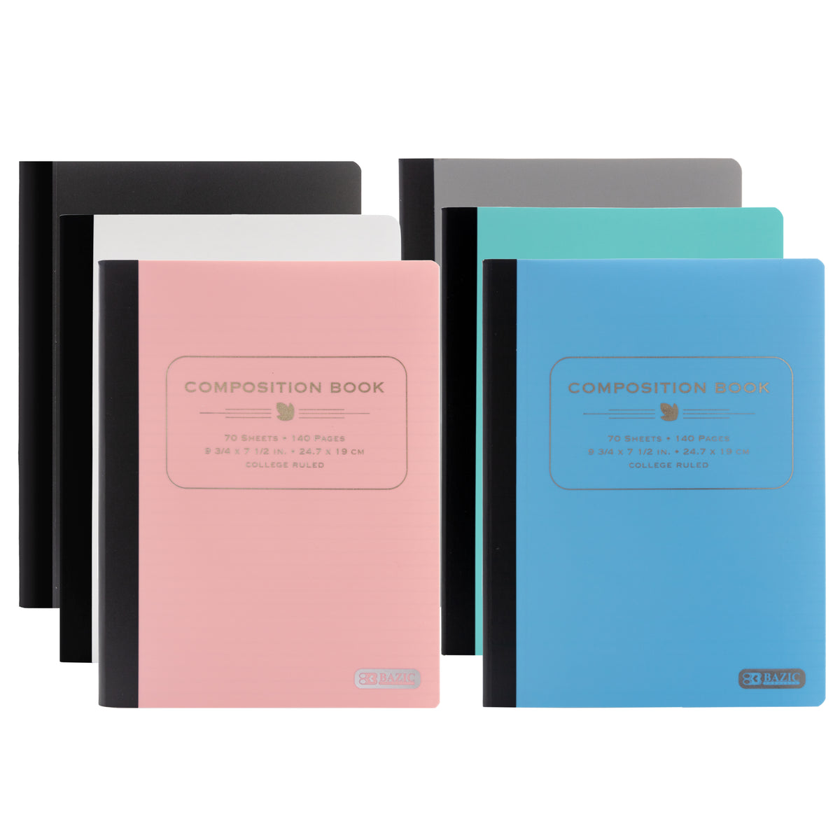 BAZIC Pastel Poly Composition Notebook, College-Ruled