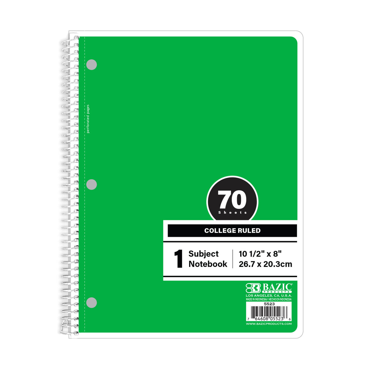 Subject Green Spiral Notebook