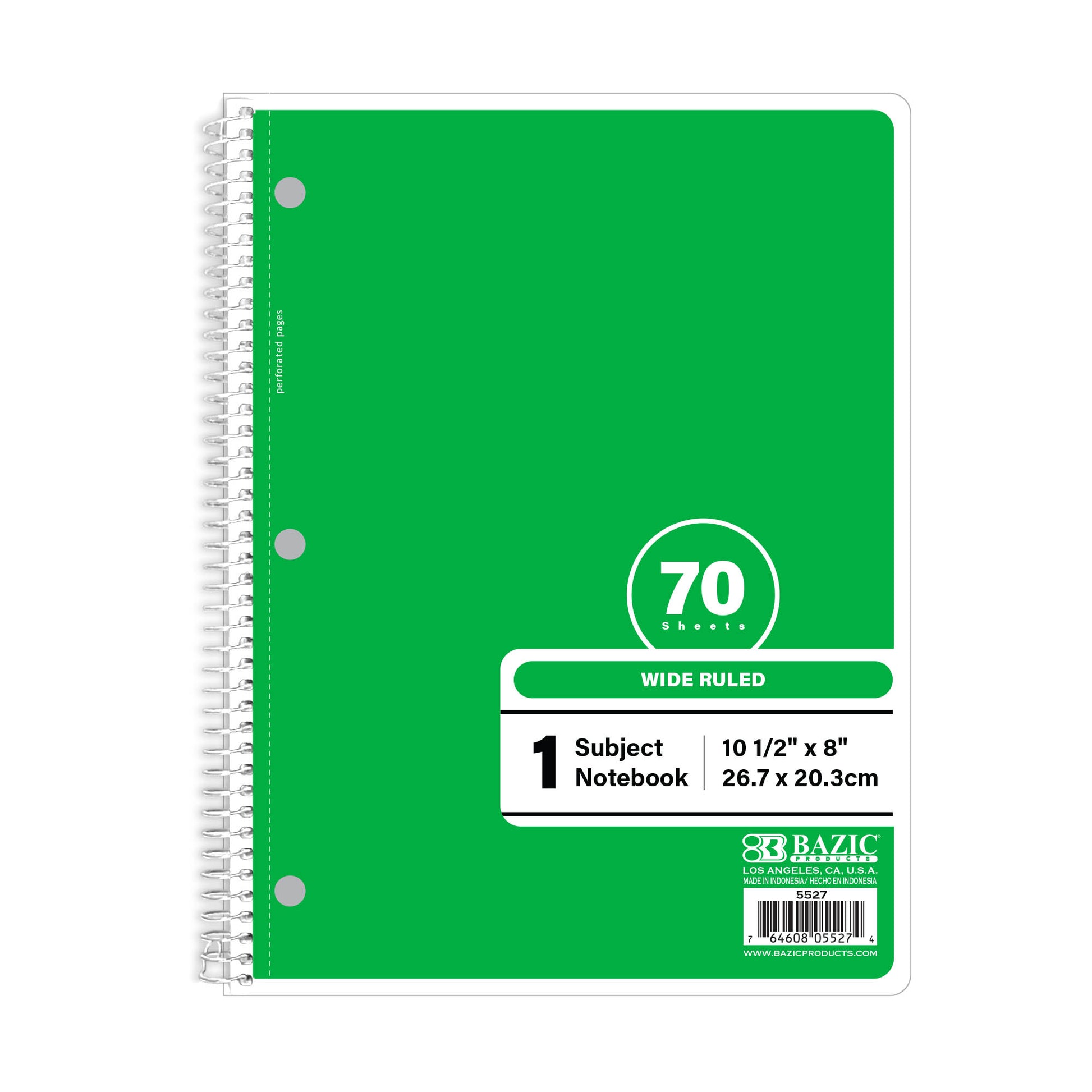 Subject Green Spiral Notebook