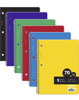 Notebook Spiral C/R 1-Subject 70 Ct.