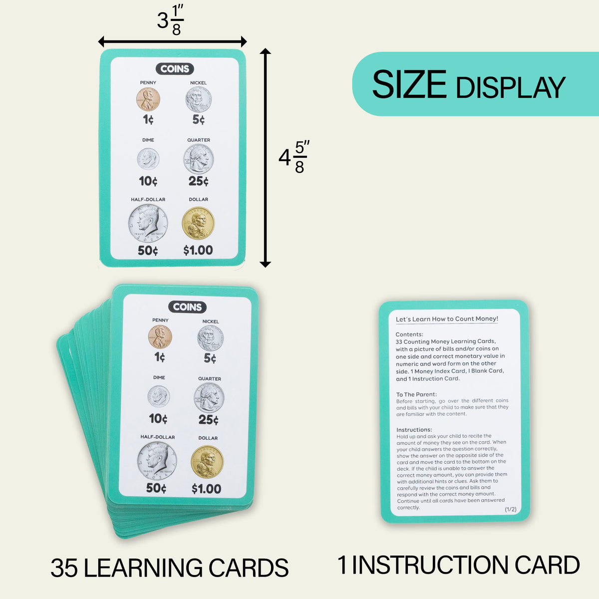 Money Flash Cards, 36 Cards