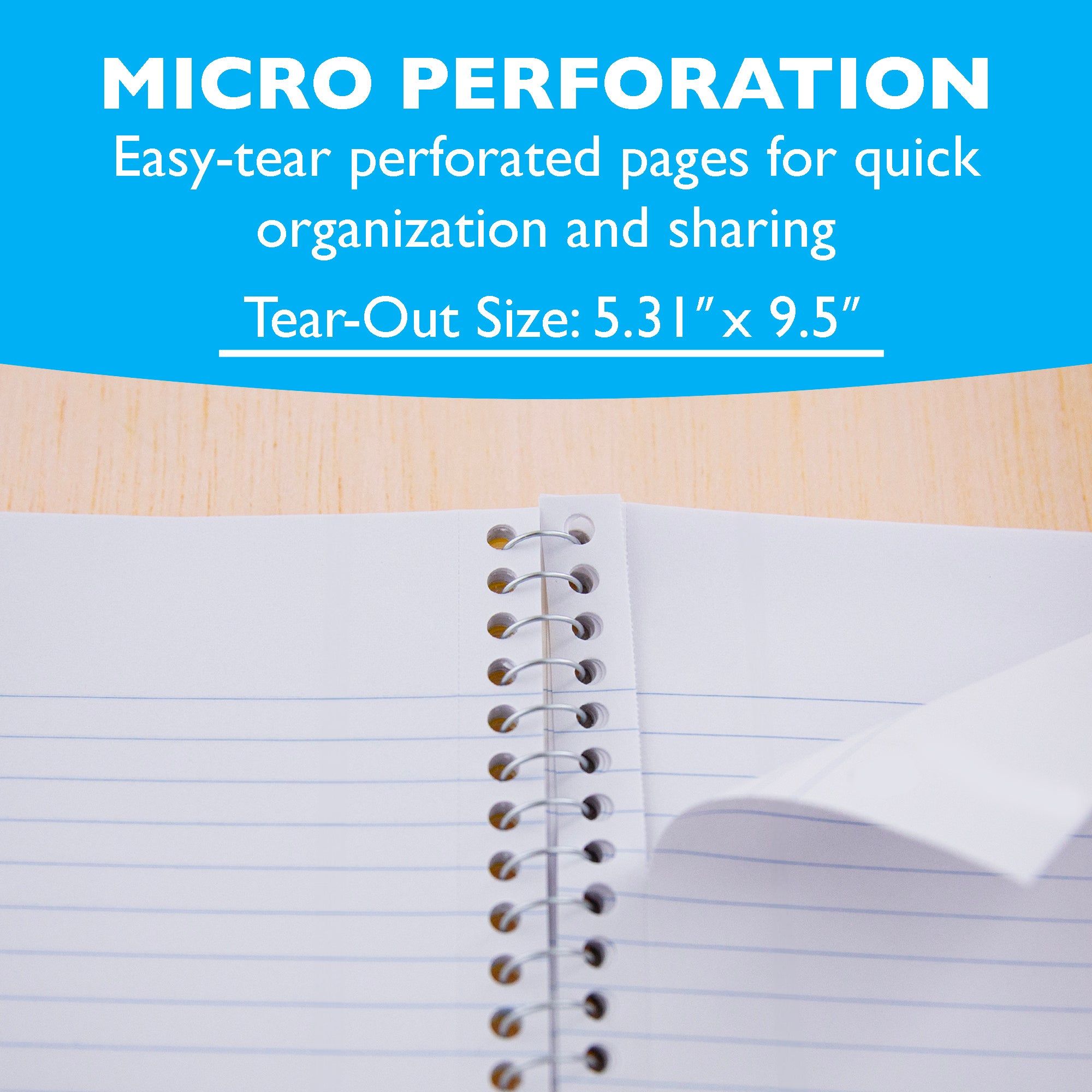 Wide Ruled 3-Subject Spiral Notebook, 120 Sheets