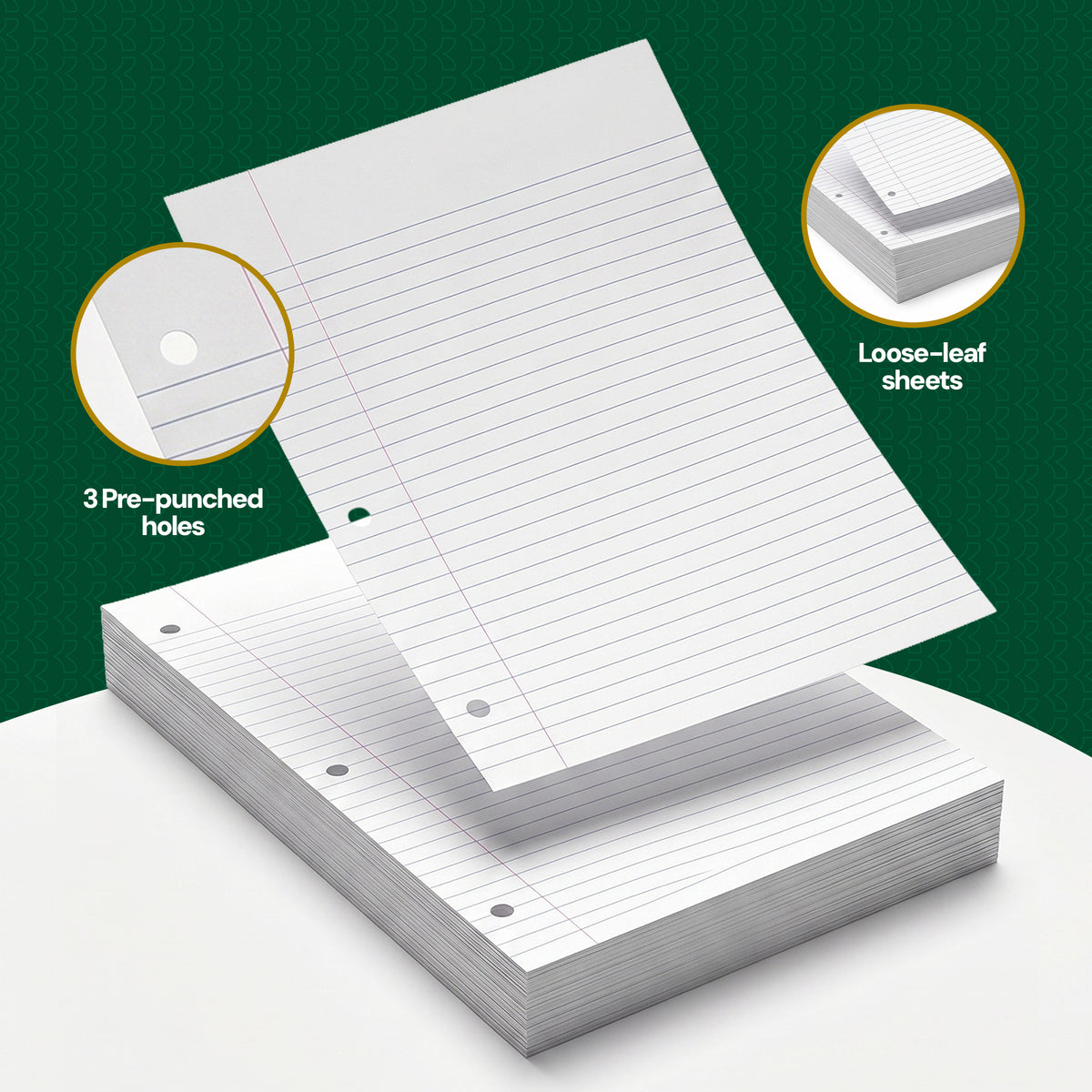 College-Ruled Filler Paper, 3-Hole Punched, 100 Sheets