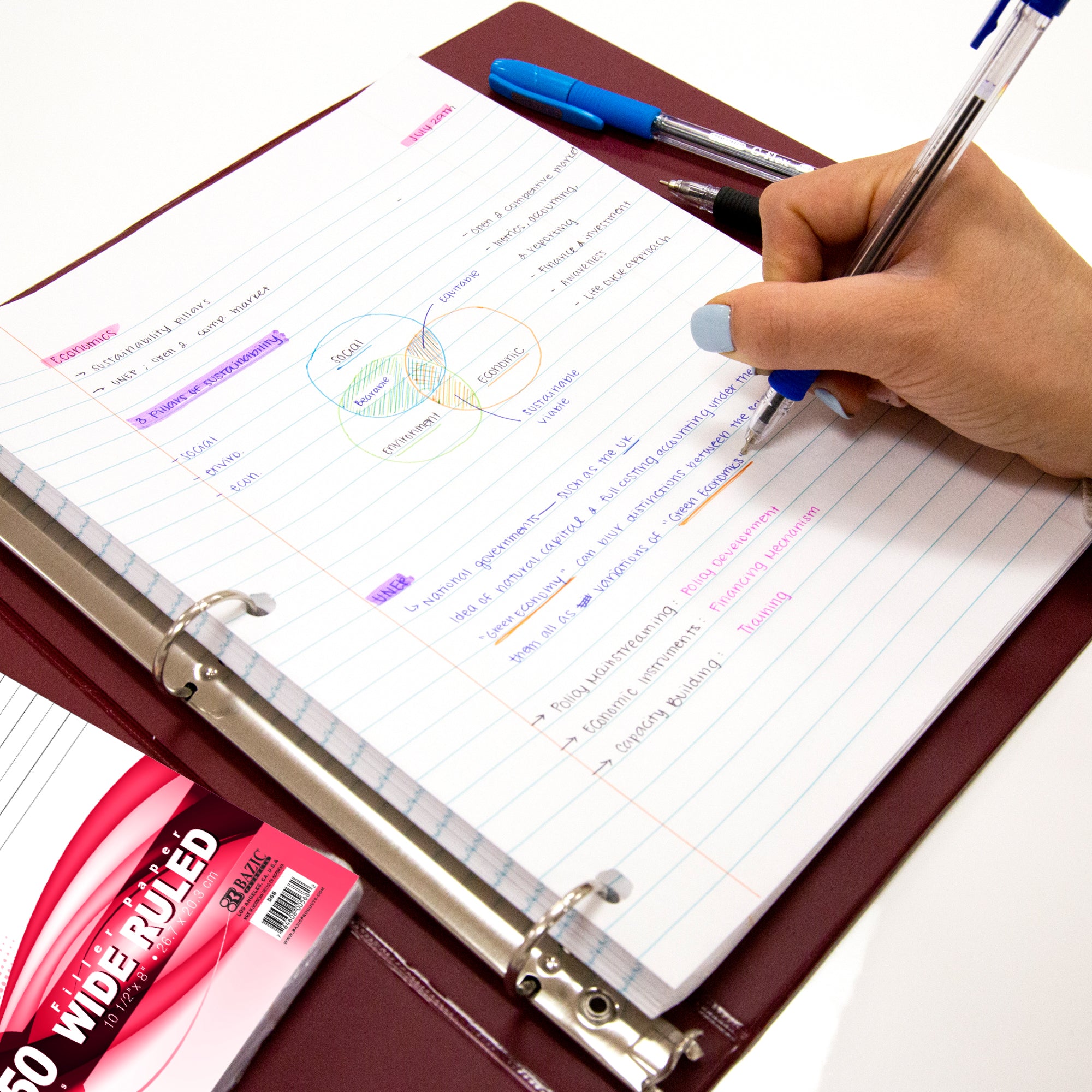 Wide Ruled Filler Paper, 150 Sheets, 3-Hole Punched